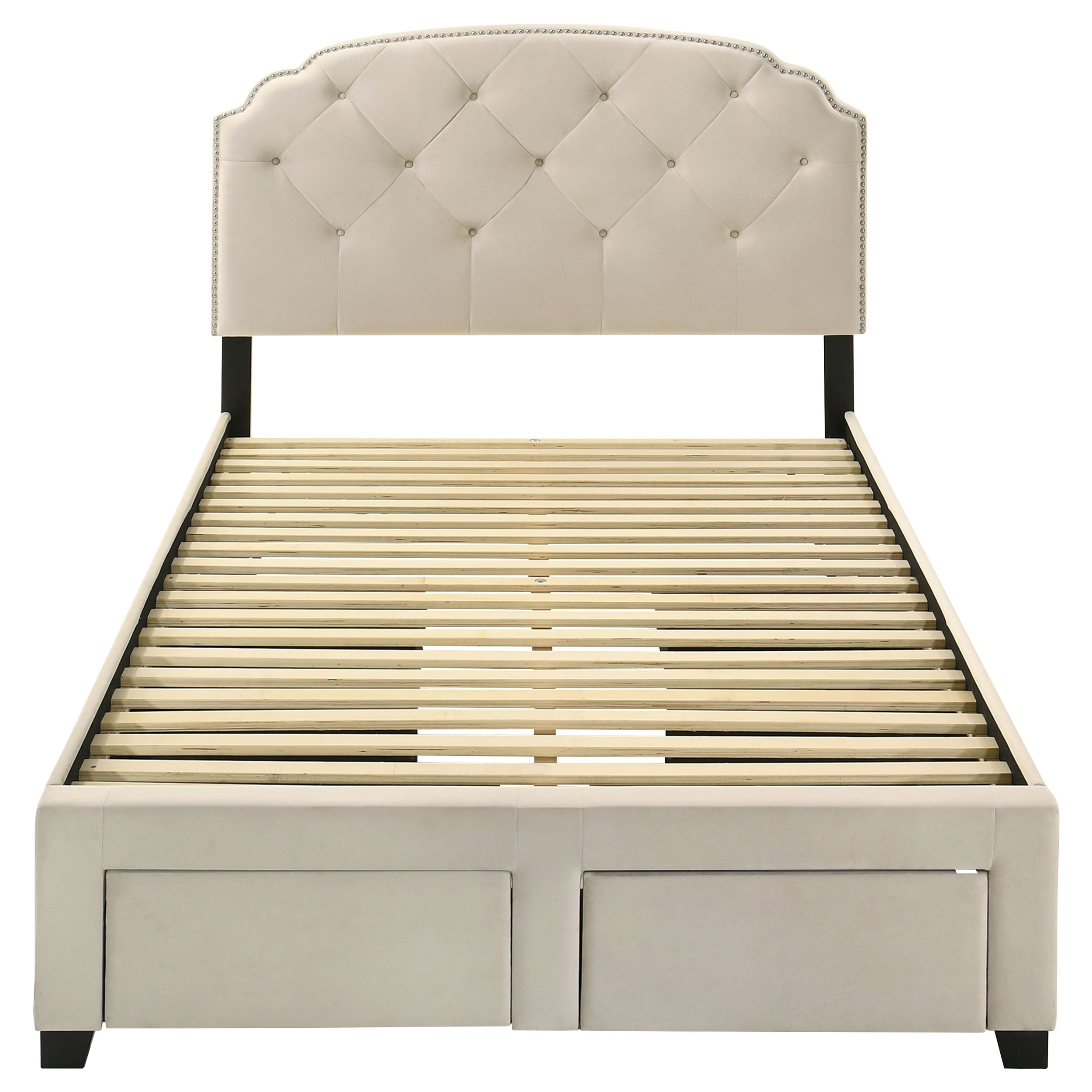 Marianna 4-drawer Upholstered Storage Bed Cream