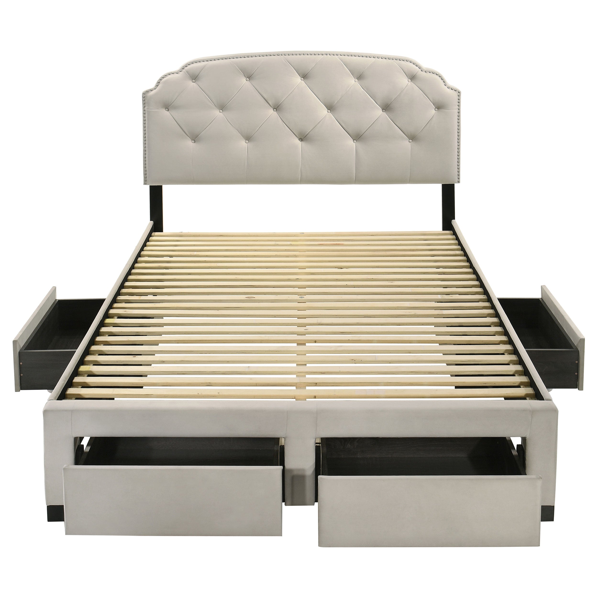 Marianna 4-drawer Upholstered Storage Bed Cream