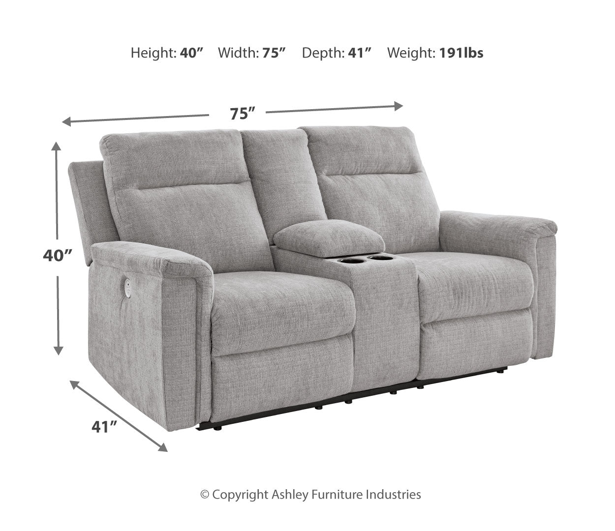 Barnsana DBL REC PWR Loveseat w/Console