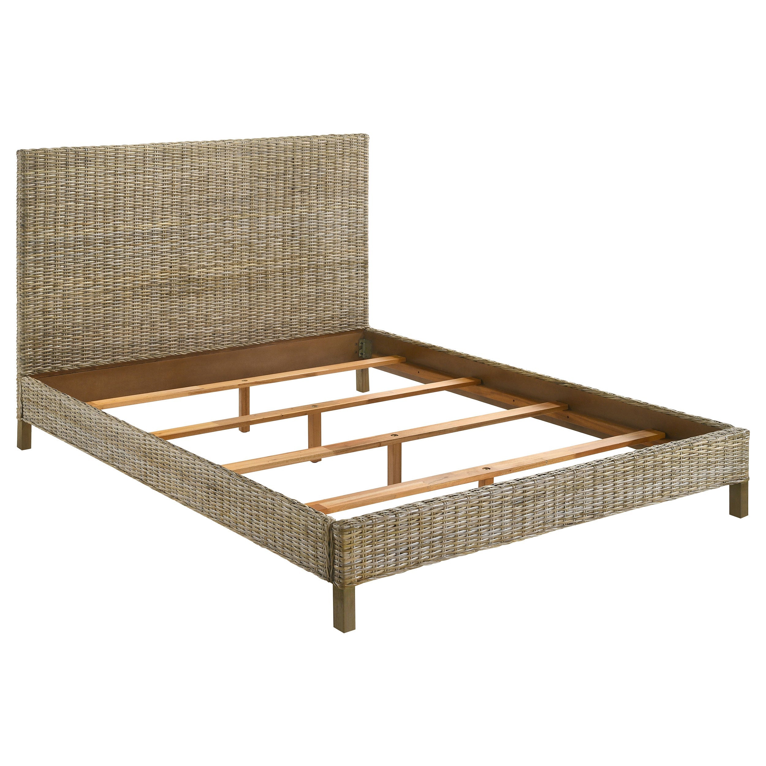 Zyla Woven Rattan  Panel Bed Kubu Grey