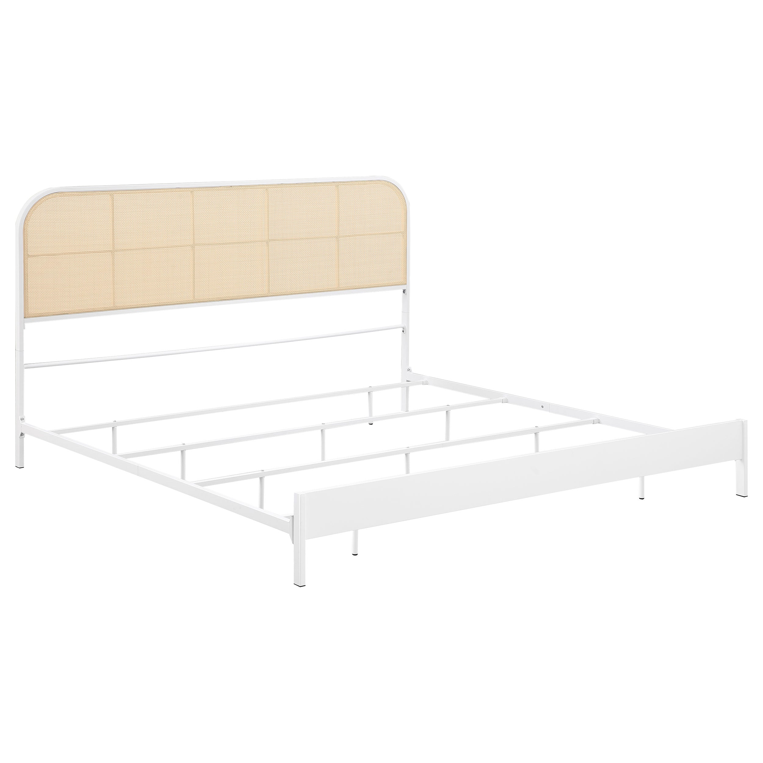 Amherst Radio Weave Rattan Metal Queen Bed White