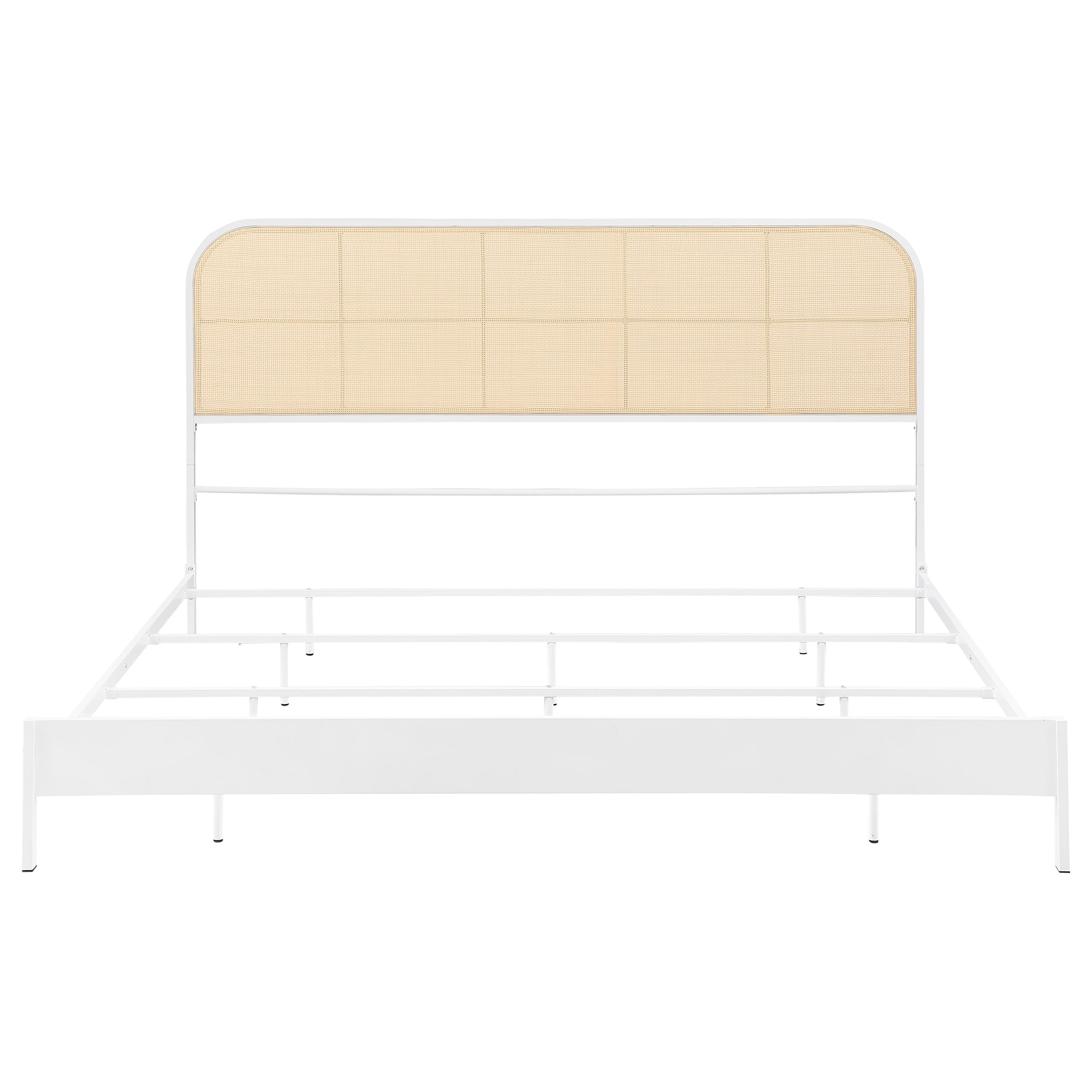 Amherst Radio Weave Rattan Metal Queen Bed White