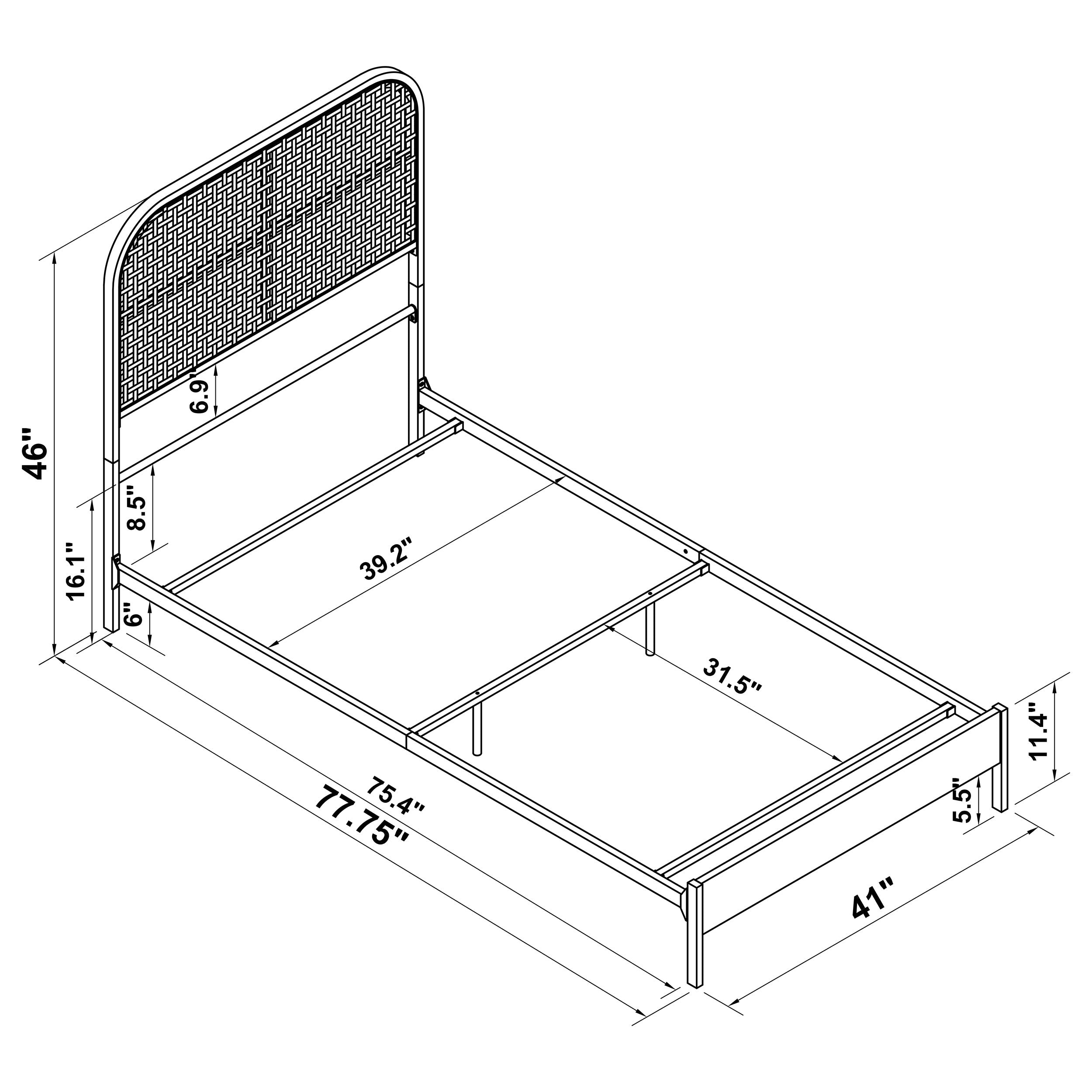 Cameron 51-inch Metal  Panel Bed Black