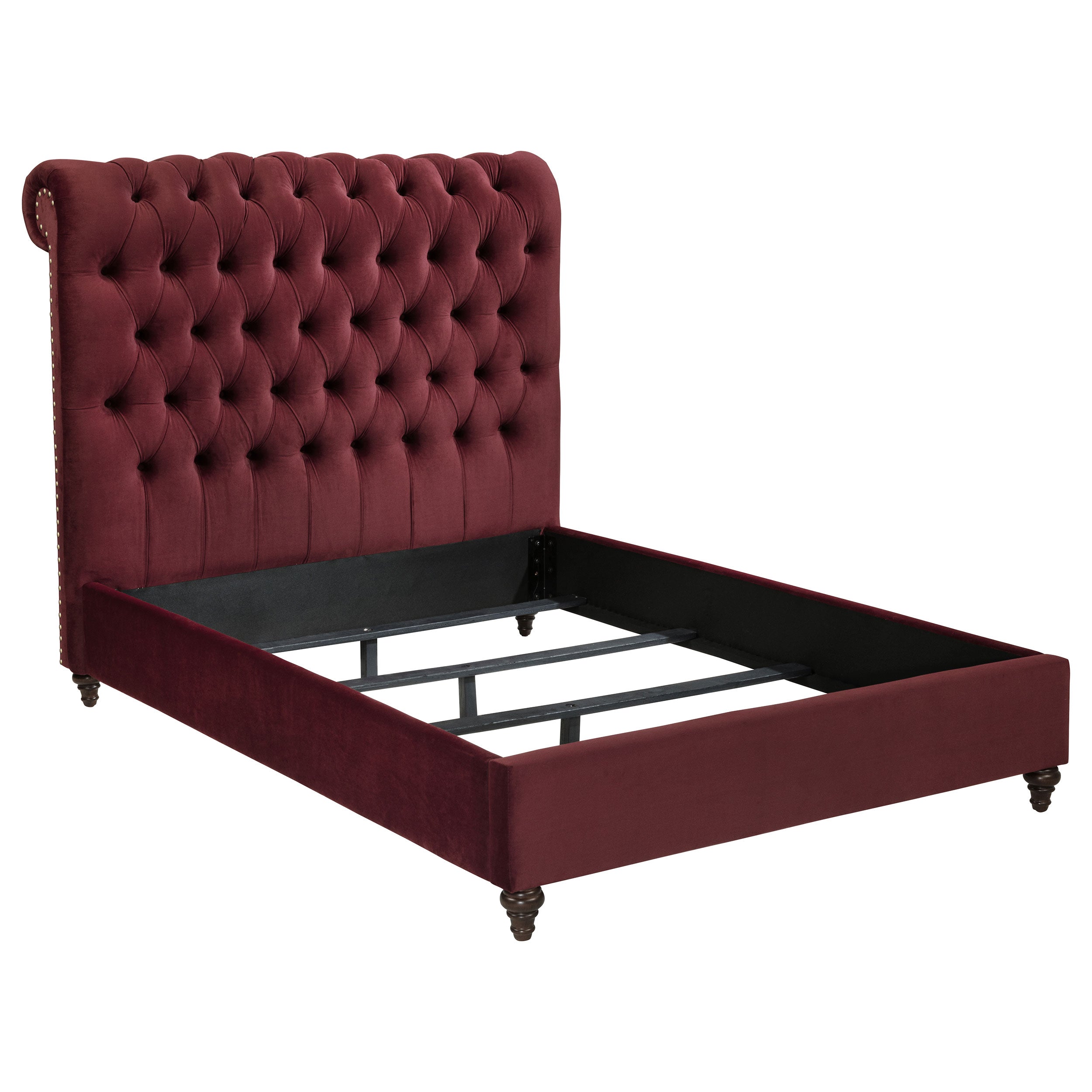 Devon 57-inch Upholstered Queen Panel Bed Wine Red