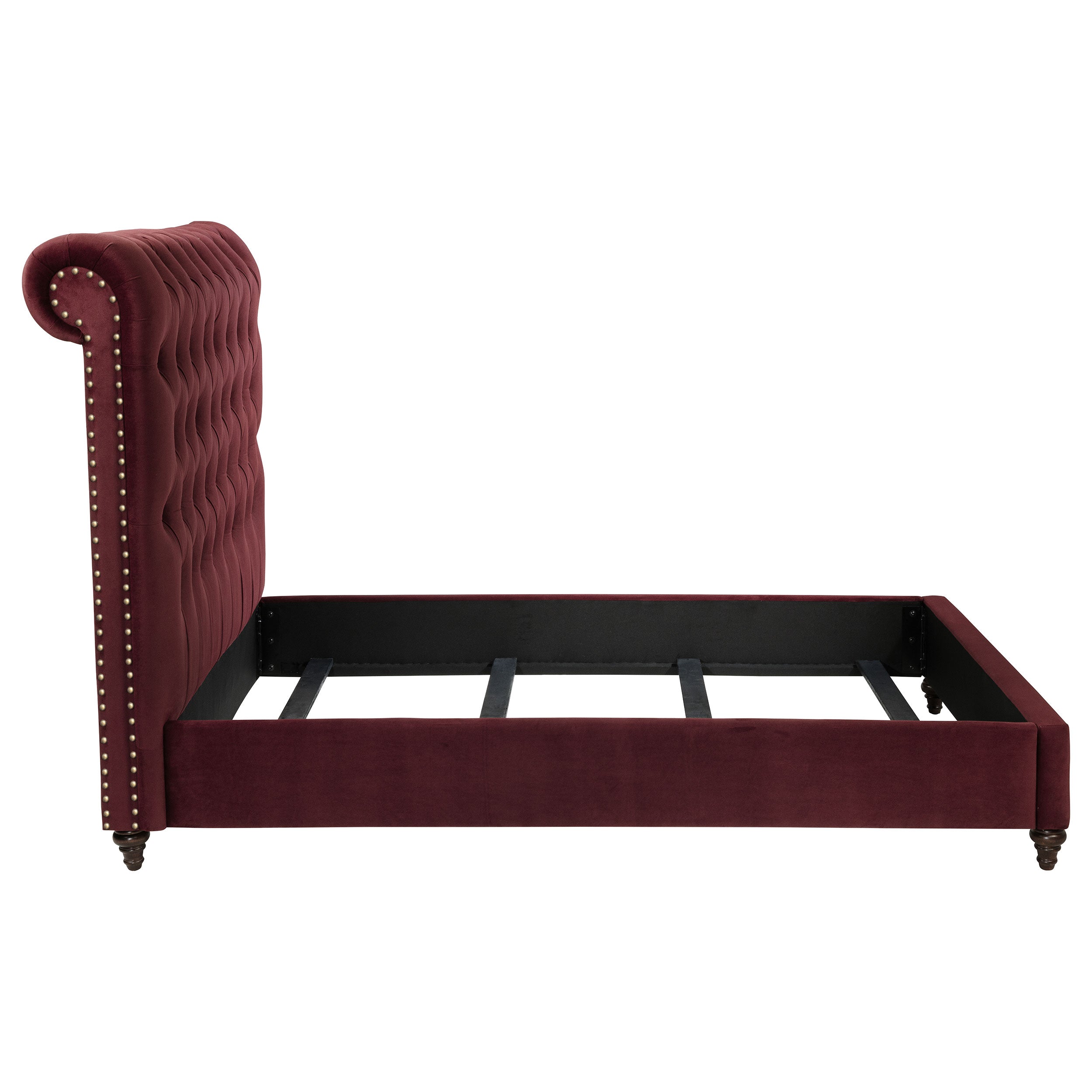 Devon 57-inch Upholstered Queen Panel Bed Wine Red