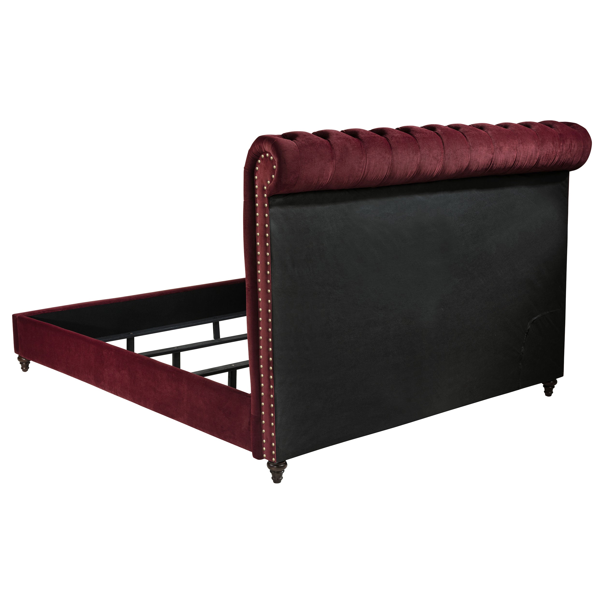 Devon 57-inch Upholstered Queen Panel Bed Wine Red