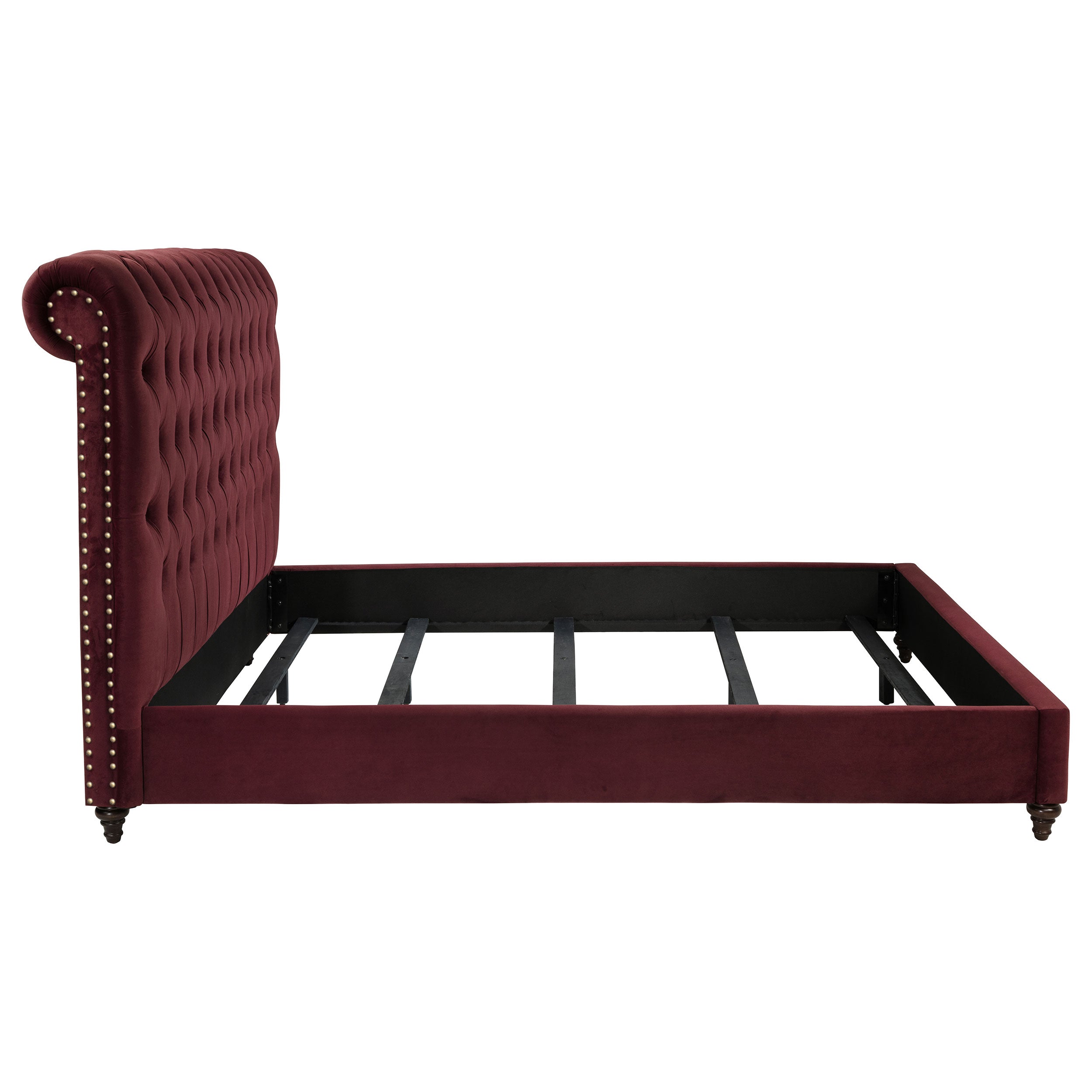 Devon 57-inch Upholstered Queen Panel Bed Wine Red