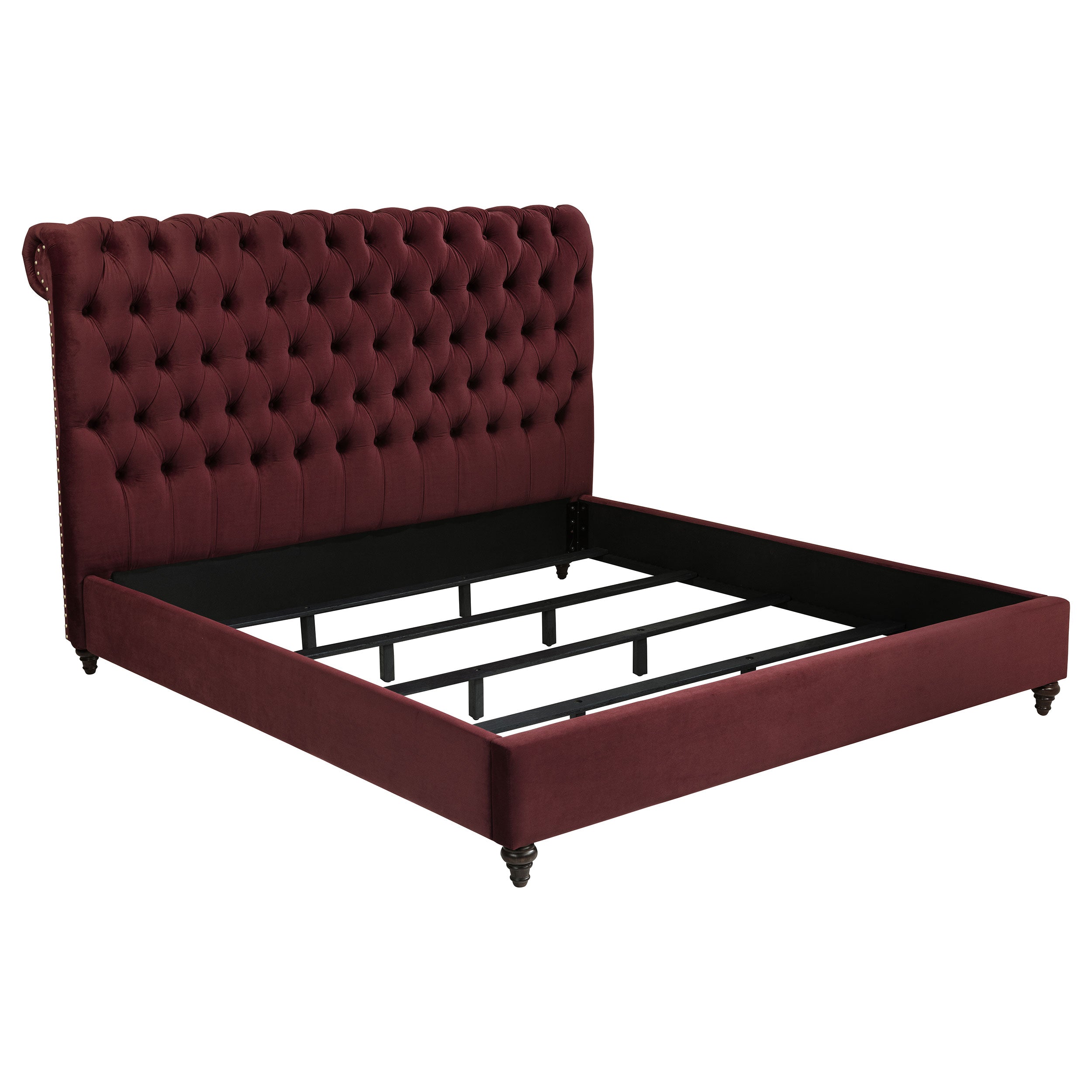 Devon 57-inch Upholstered Queen Panel Bed Wine Red