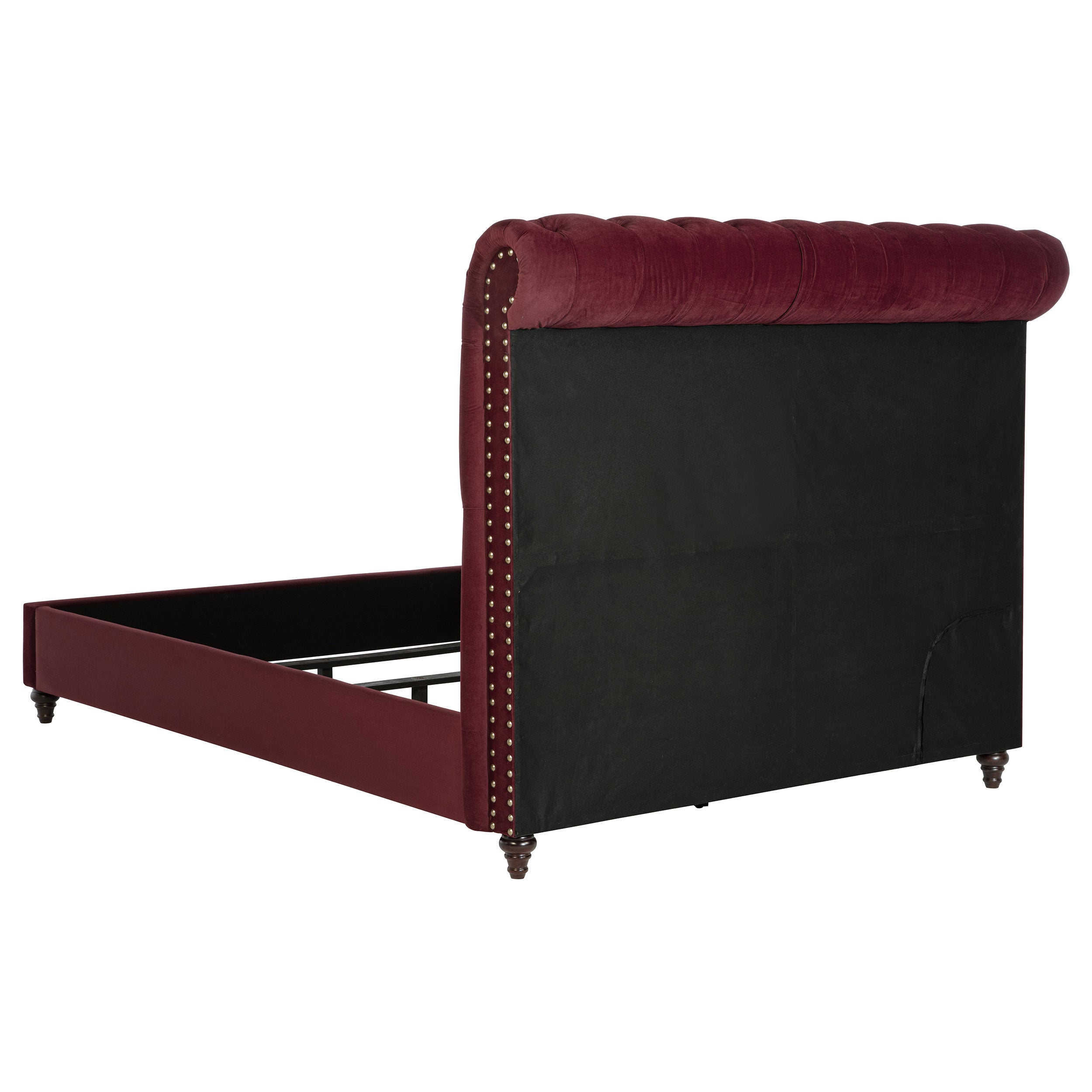 Devon 57-inch Upholstered Queen Panel Bed Wine Red