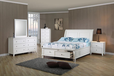 Selena 4-Piece Storage Bedroom Set with Sleigh Headboard Buttermilk Full image