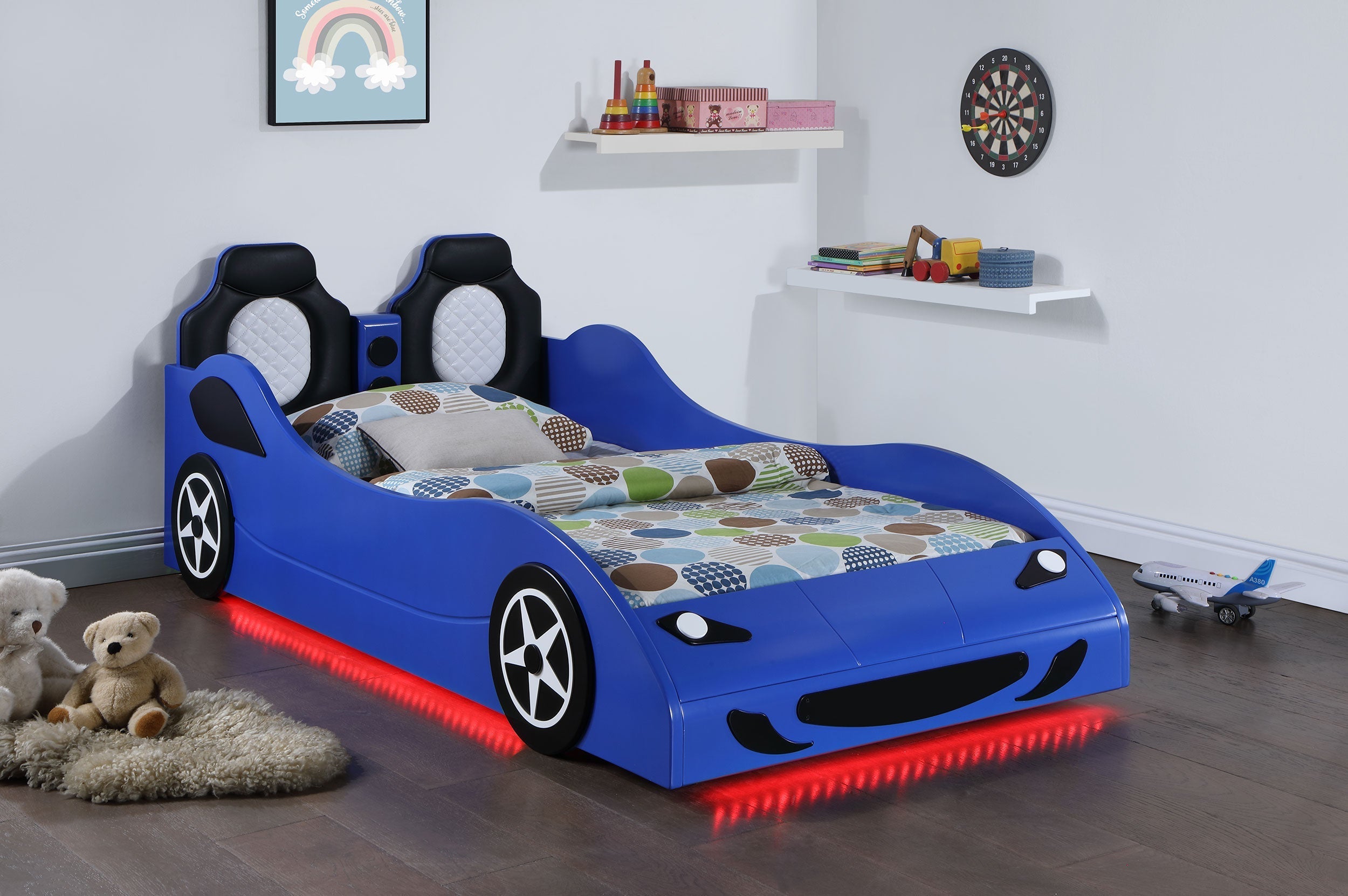 Cruiser Car Themed Twin Bed with Underglow Lights White