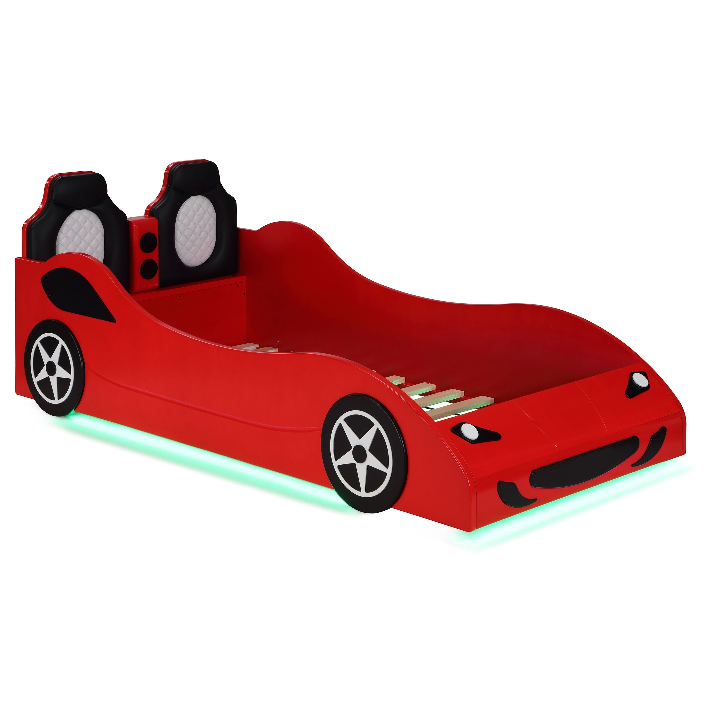 Cruiser Wood  LED Race Car Bed Blue