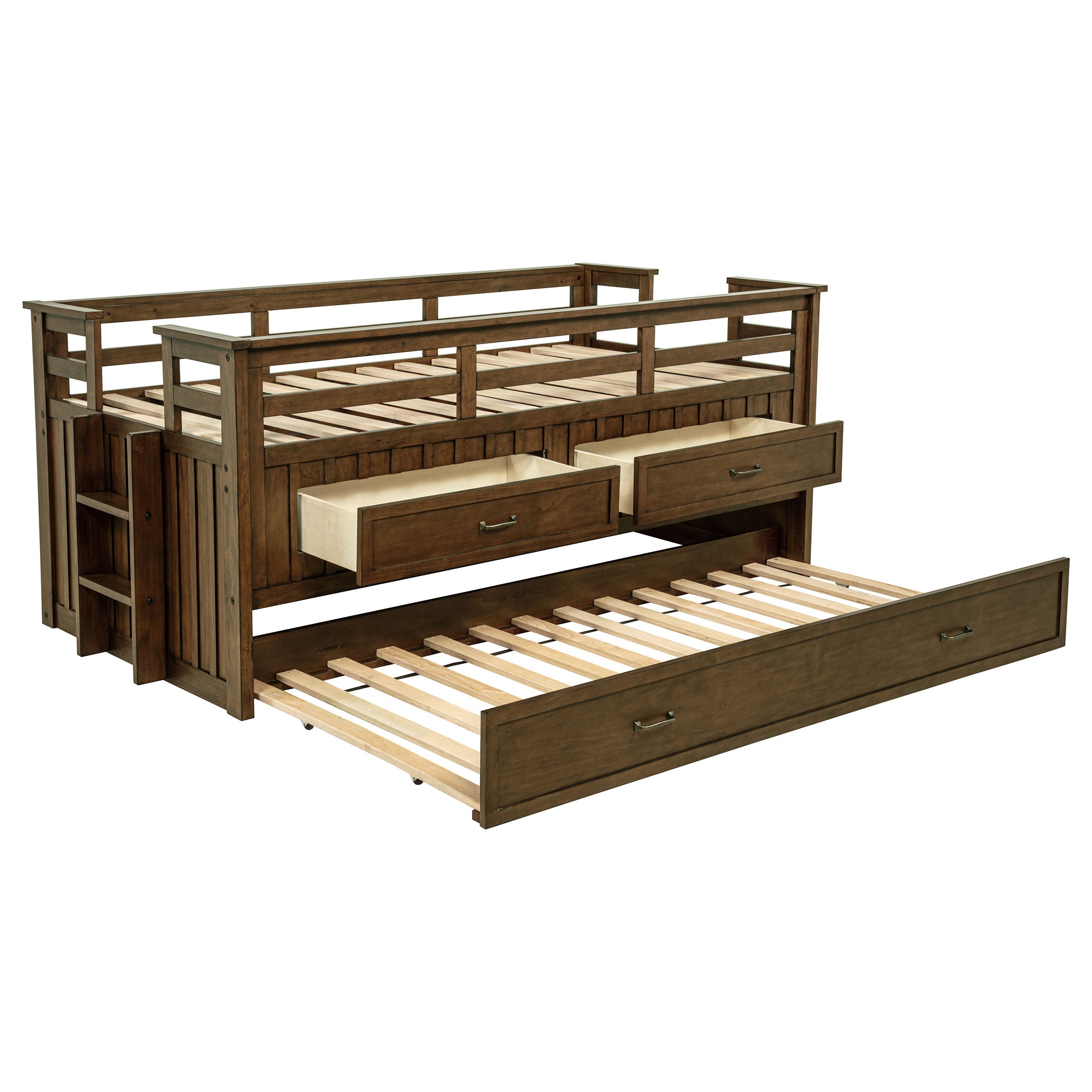 Carlsbad Wood  Captains Bed With Trundle Medium Brown