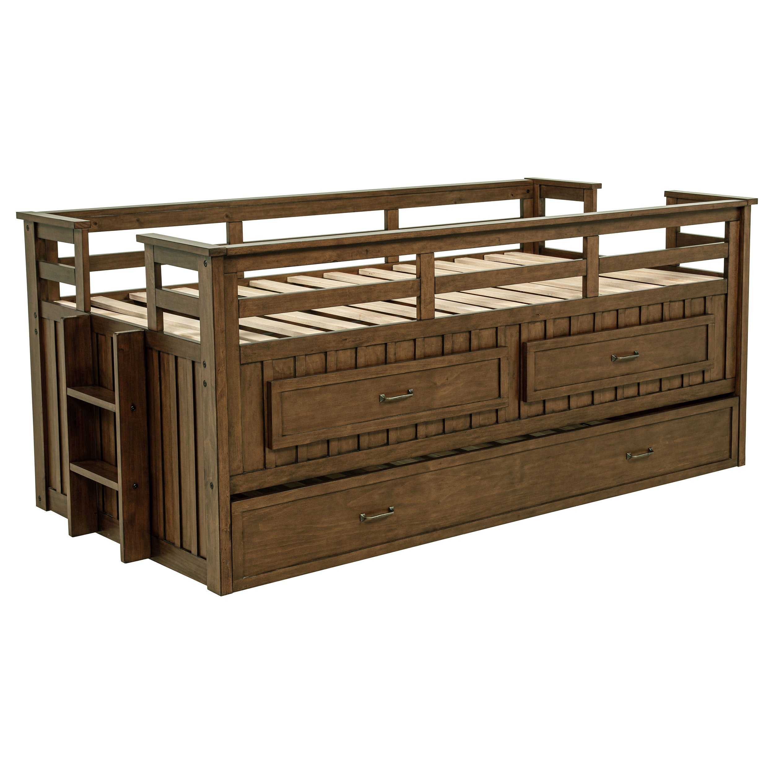 Carlsbad Wood  Captains Bed With Trundle Medium Brown