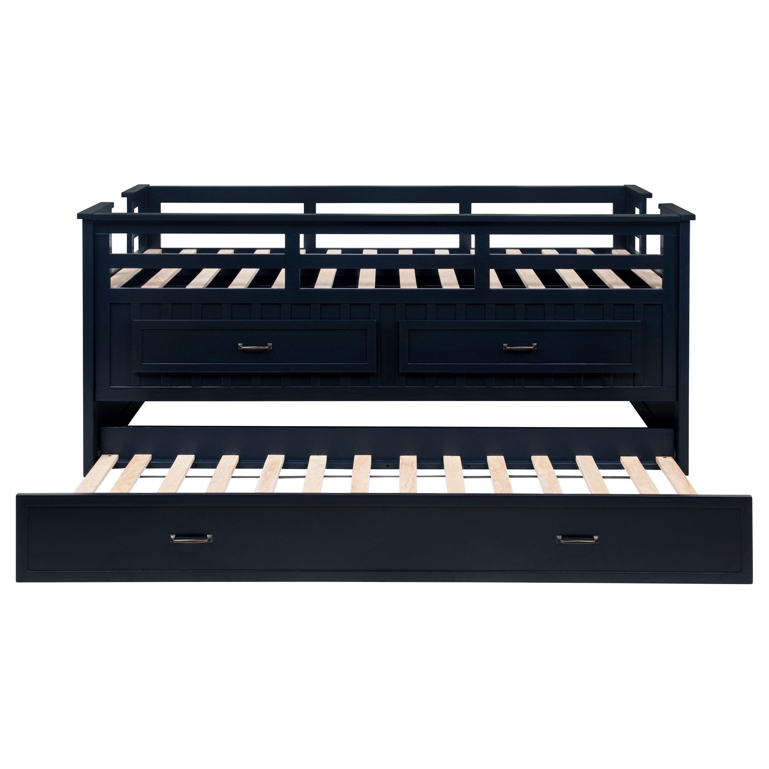 Carlsbad Wood  Captains Bed With Trundle Medium Brown