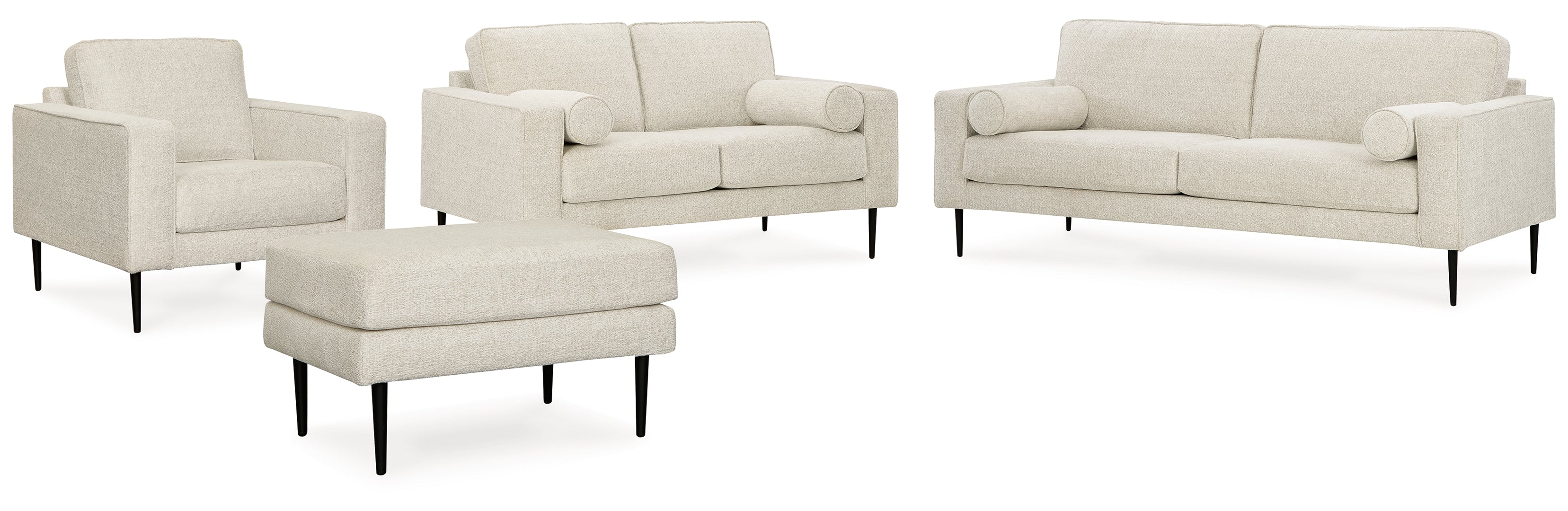 Hazela Sofa Chaise, Loveseat, Chair, and Ottoman