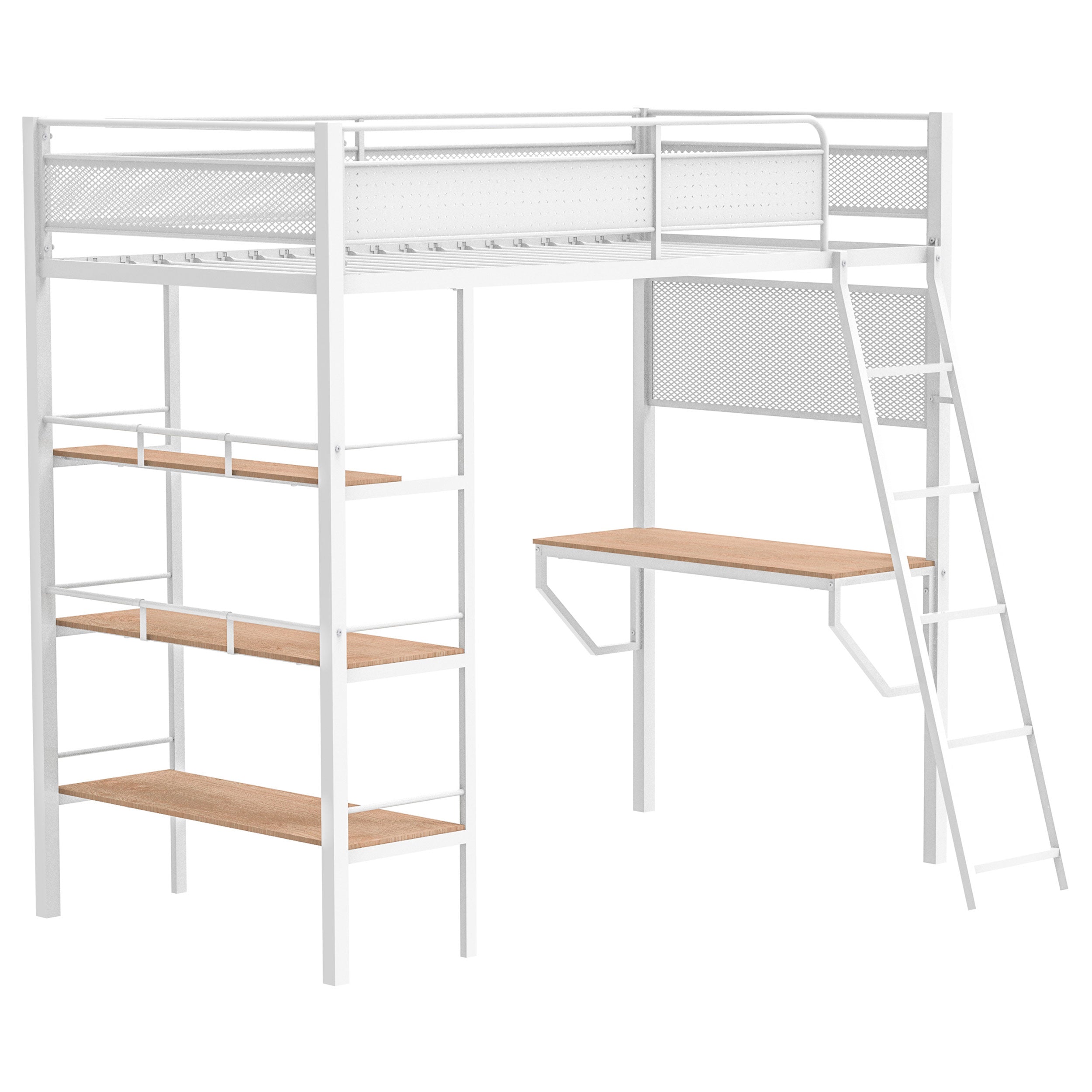 Campus 3-shelf Metal Twin Workstation Loft Bed Matte