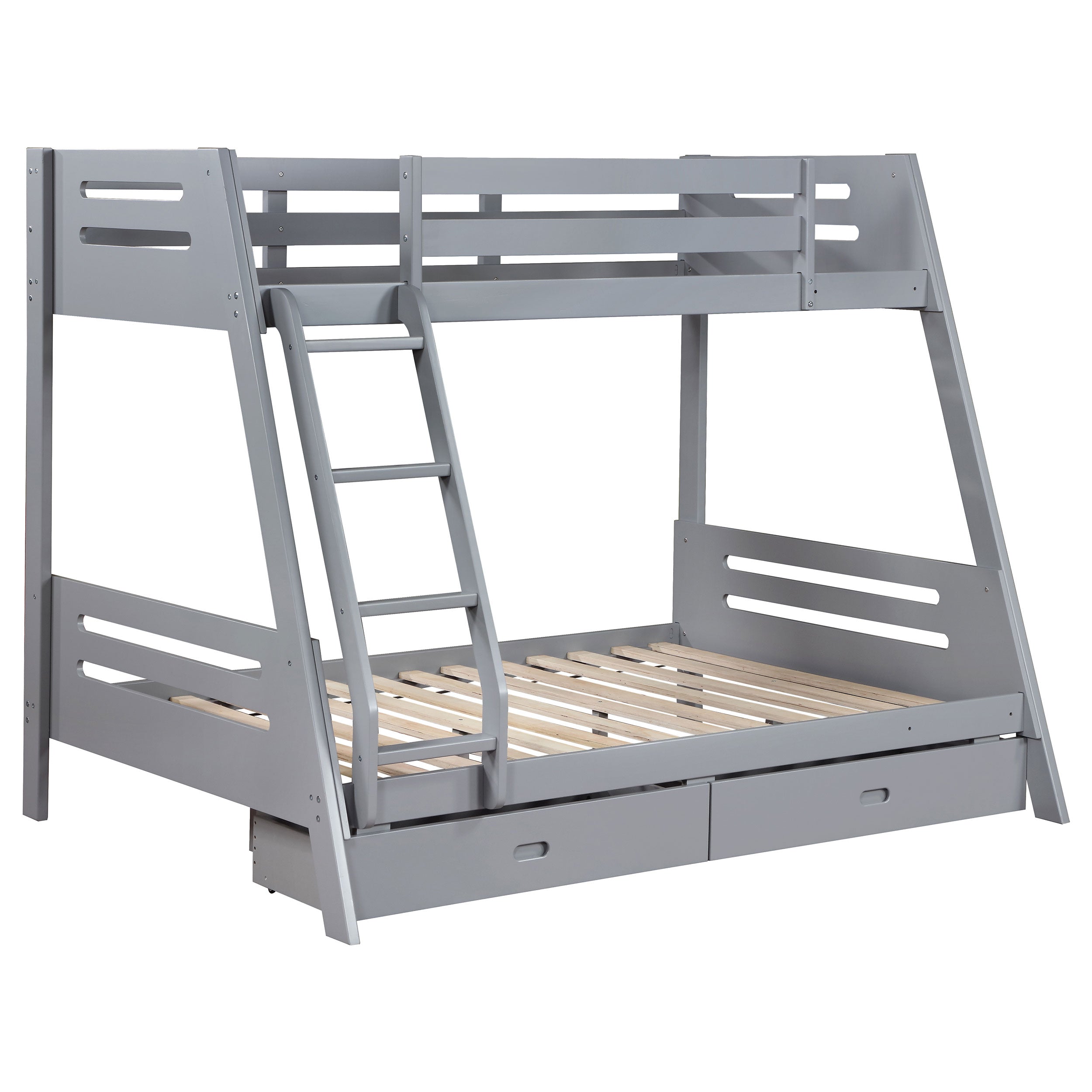 Trisha 2-drawer Wood Twin Over Full Bunk Bed Grey