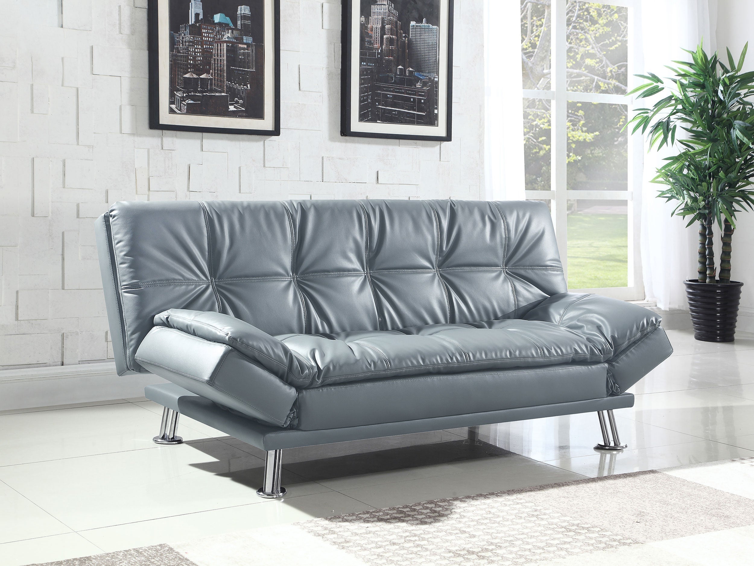 Dilleston Tufted Back Upholstered Sofa Bed Grey