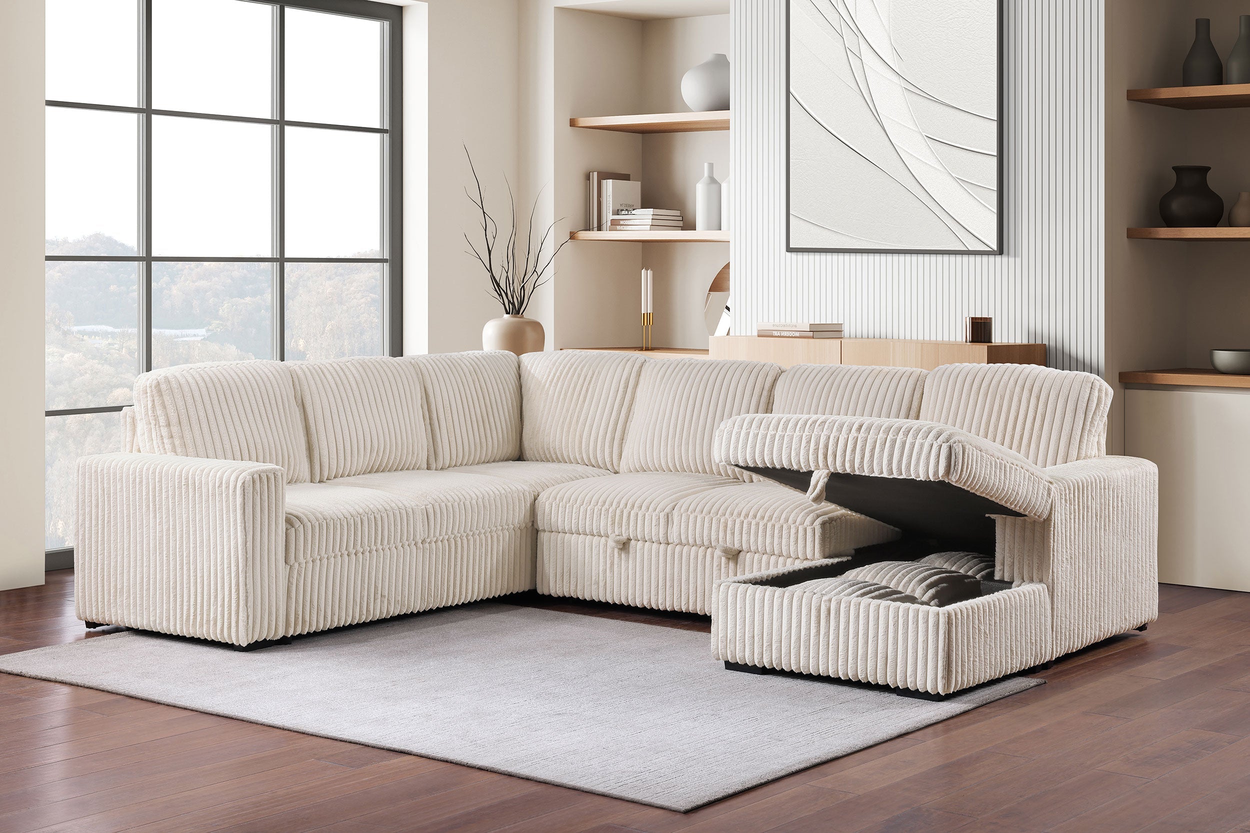 David Upholstered Reclining Sectional Sofa Smoke