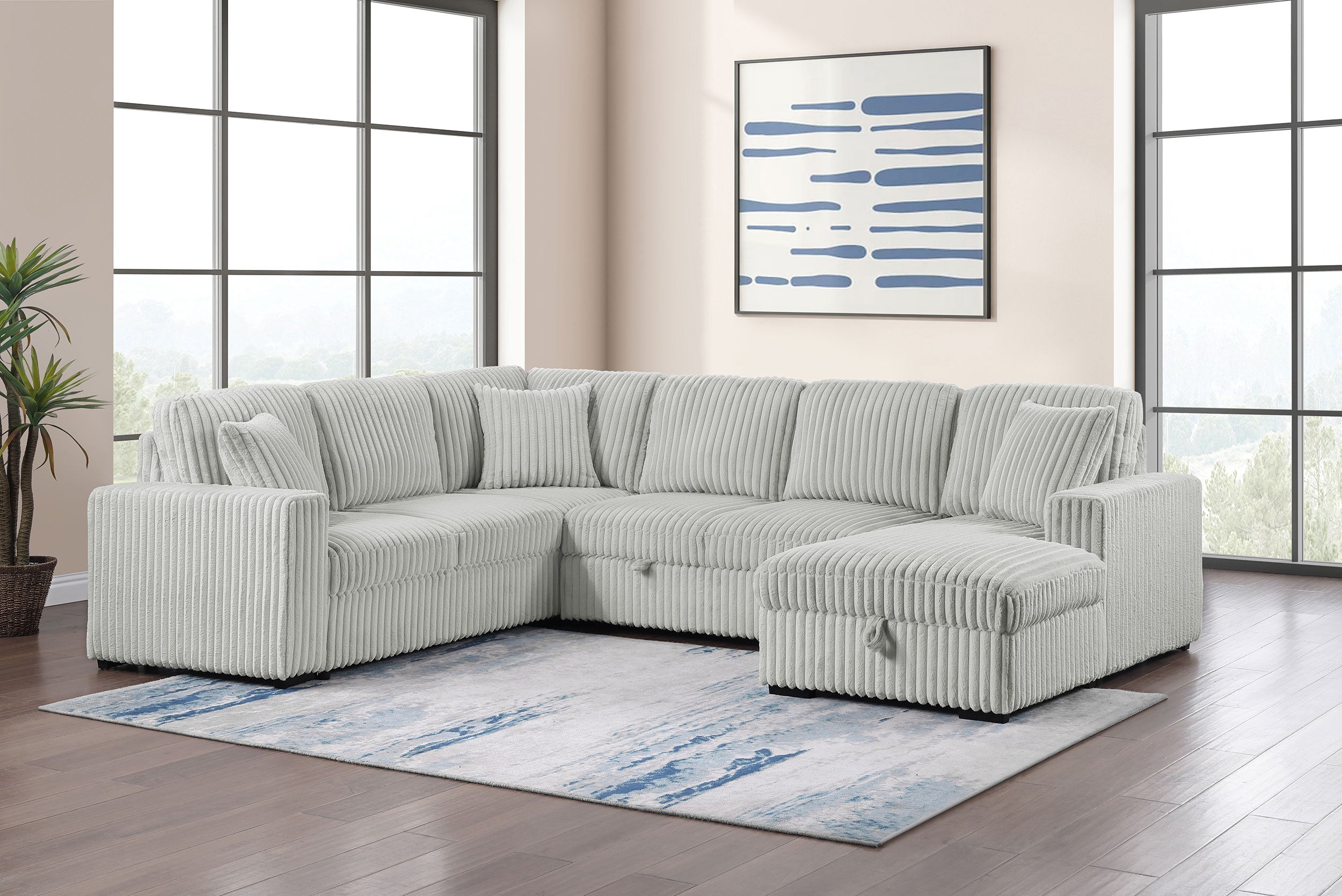 David Upholstered Reclining Sectional Sofa Smoke