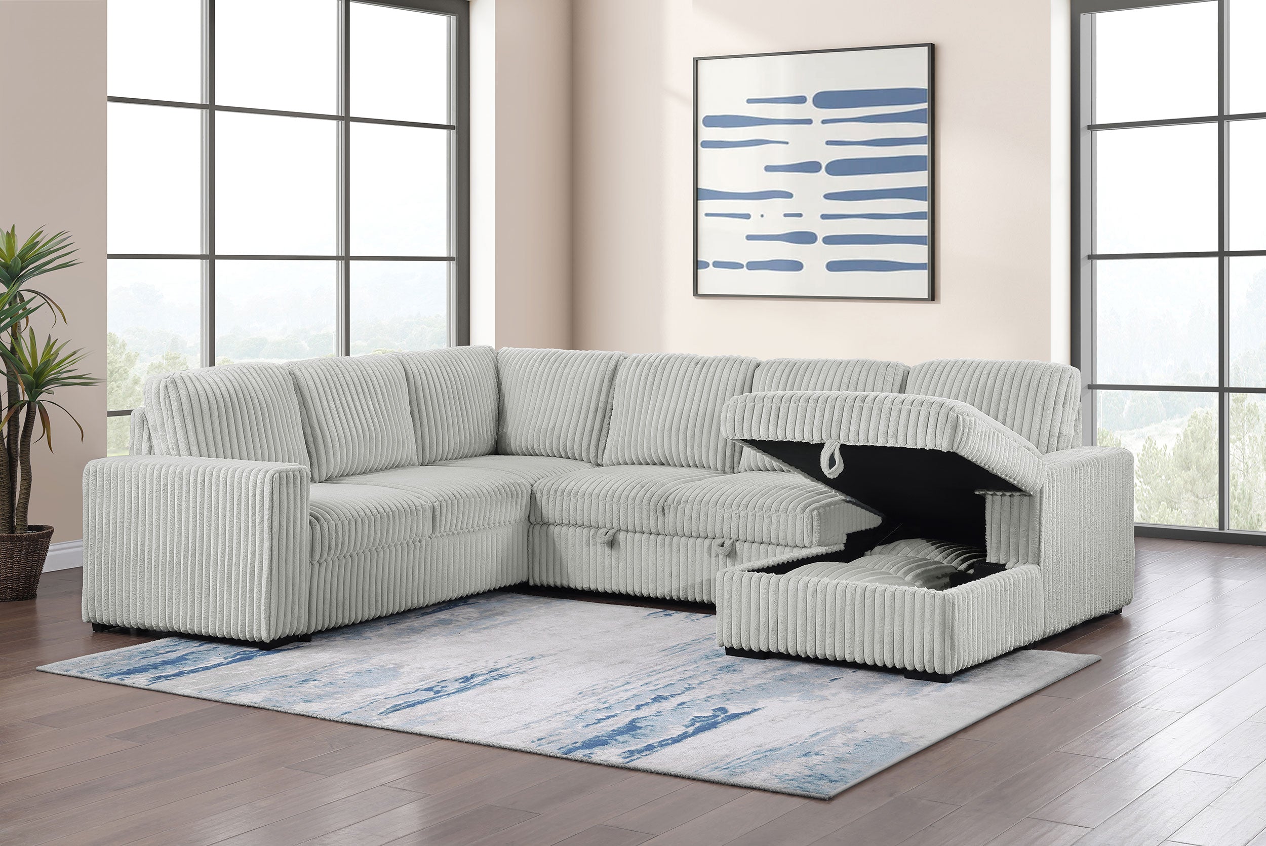 David Upholstered Reclining Sectional Sofa Smoke