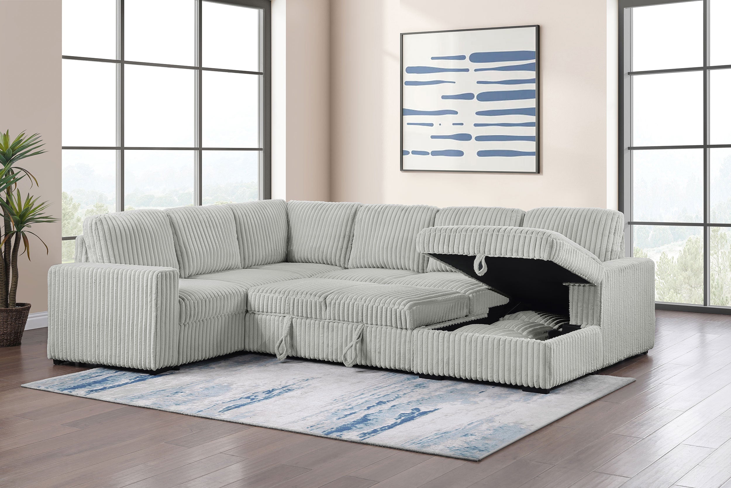 David Upholstered Reclining Sectional Sofa Smoke