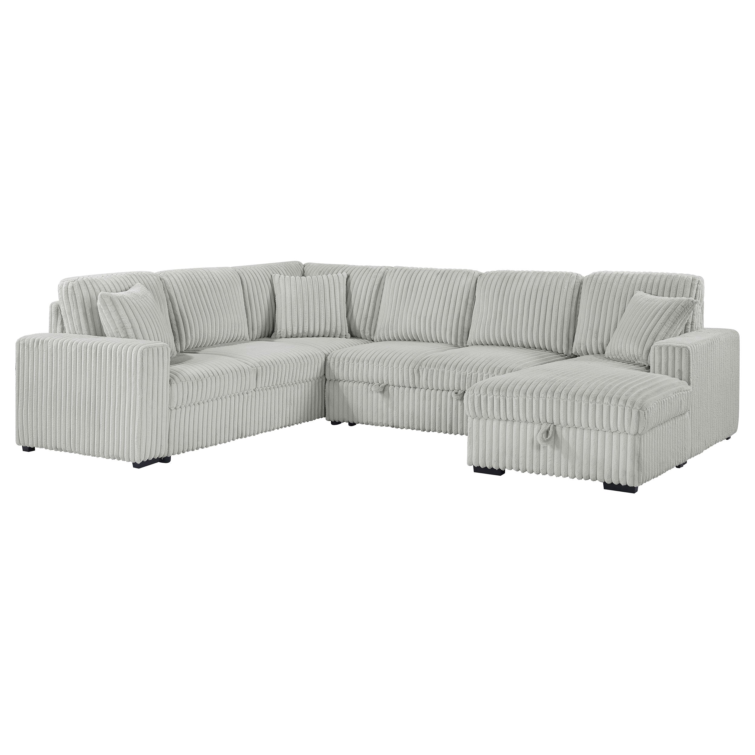 David Upholstered Reclining Sectional Sofa Smoke