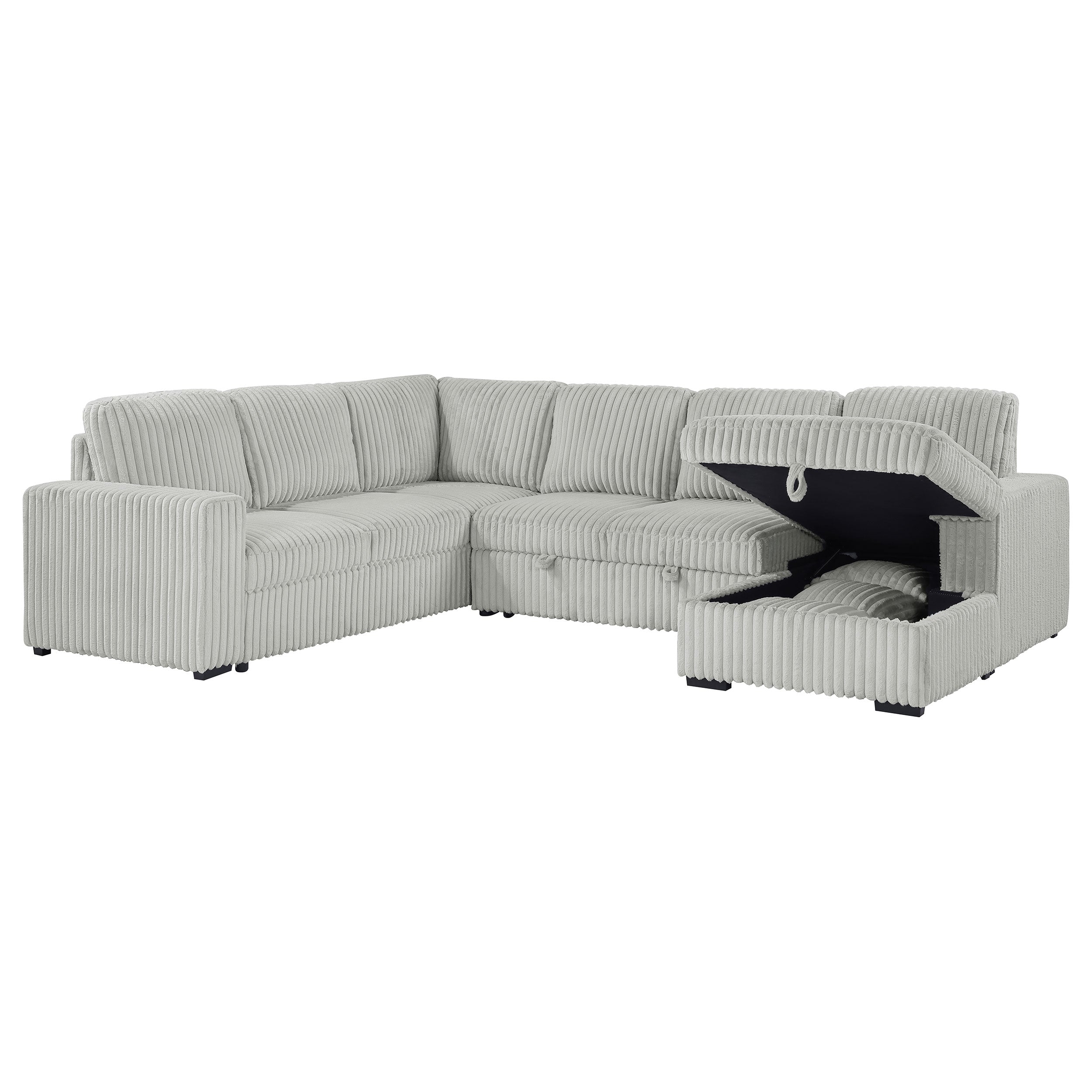David Upholstered Reclining Sectional Sofa Smoke