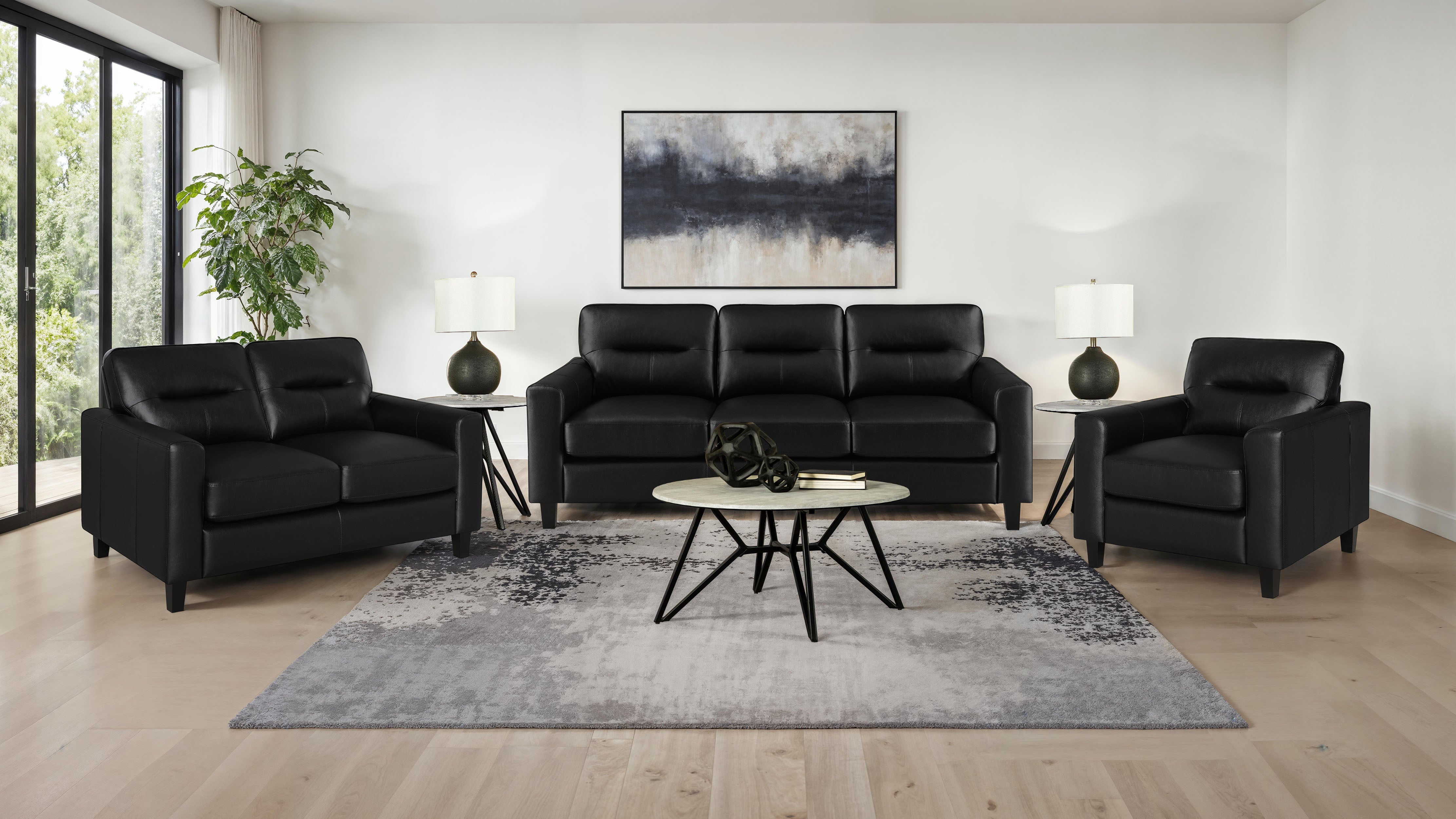Scotland Faux Leather Upholstered Sofa Set