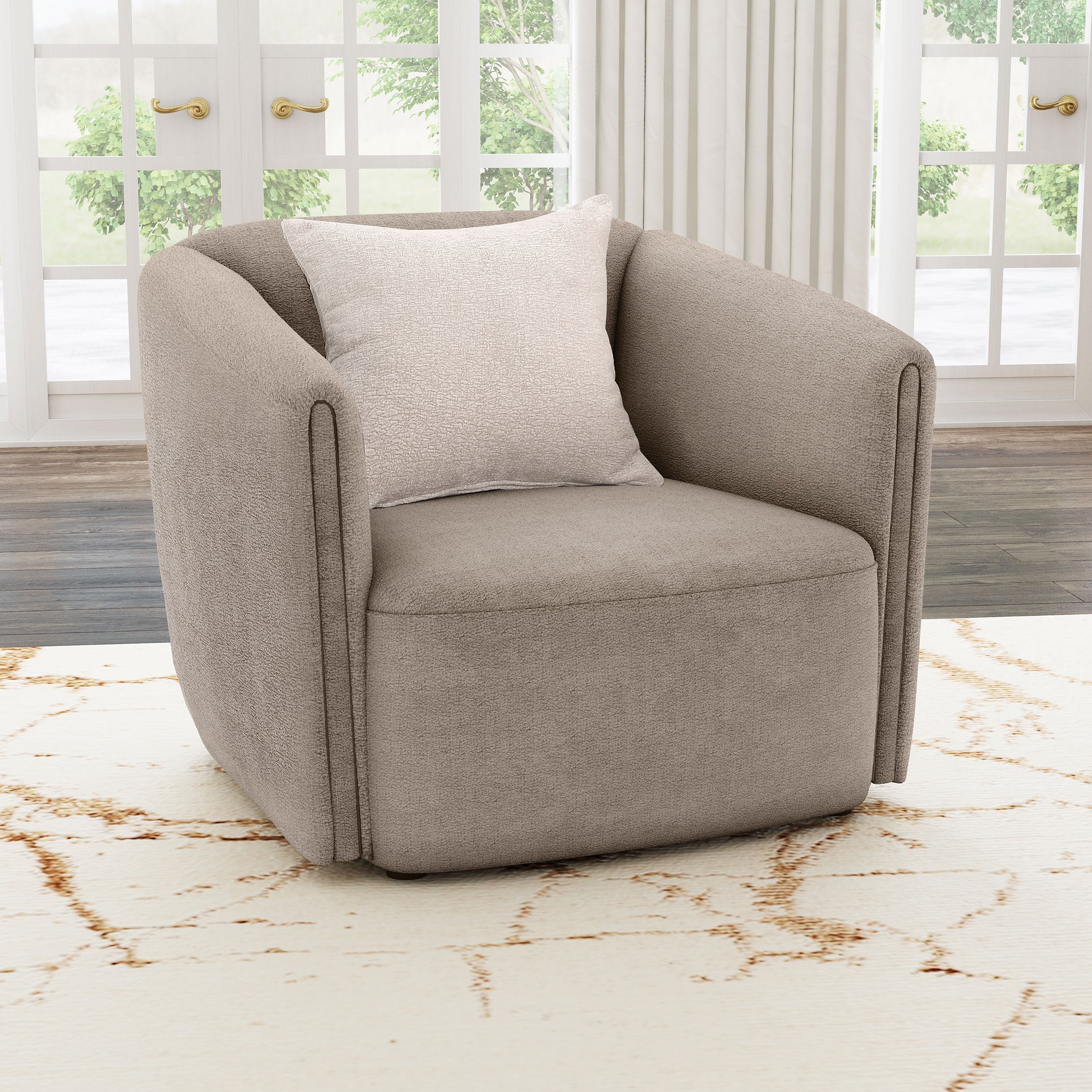 Townsend Chenille Upholstered Rolled Arm Chair Latte