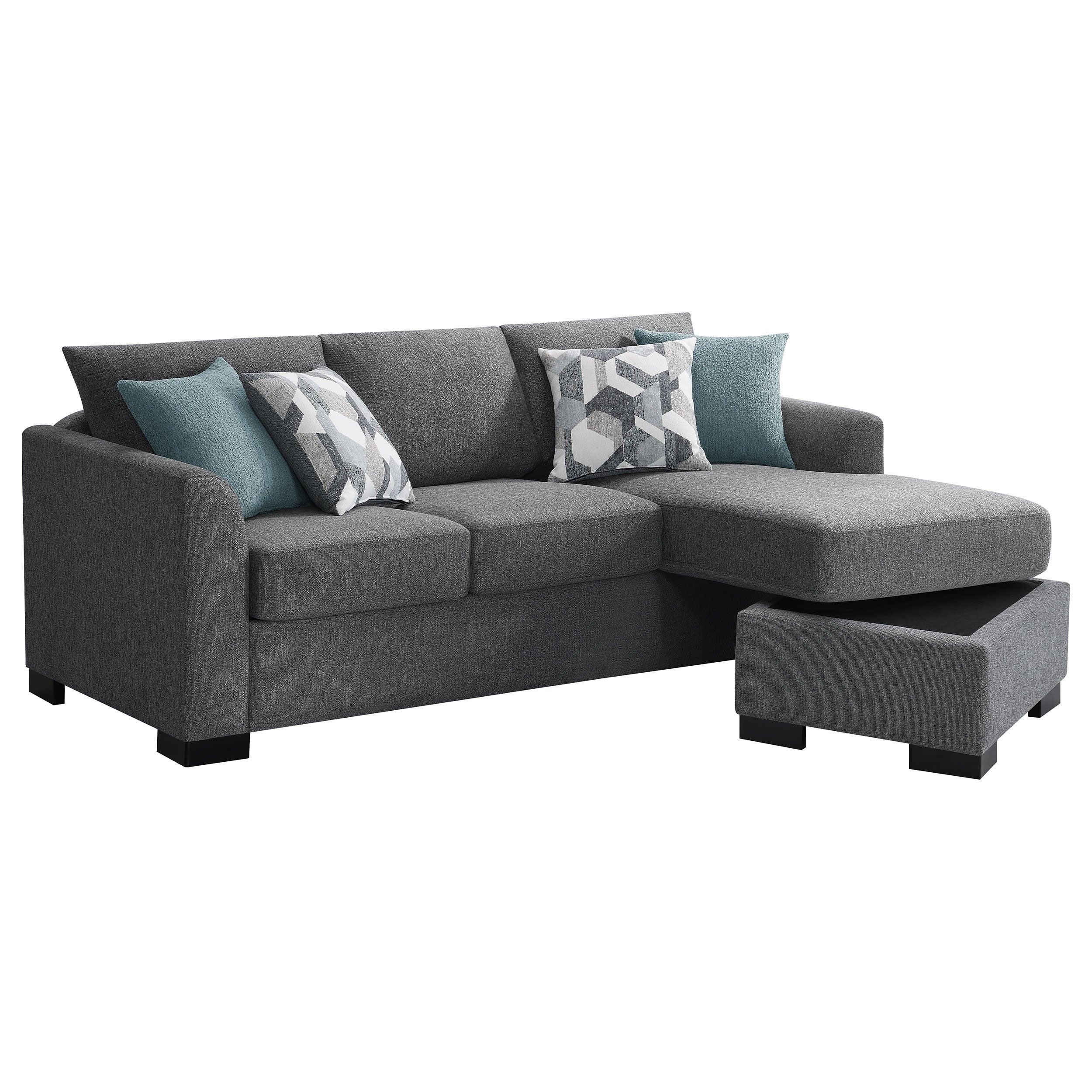 Storey Upholstered Sleeper Sectional Chaise Sofa Grey