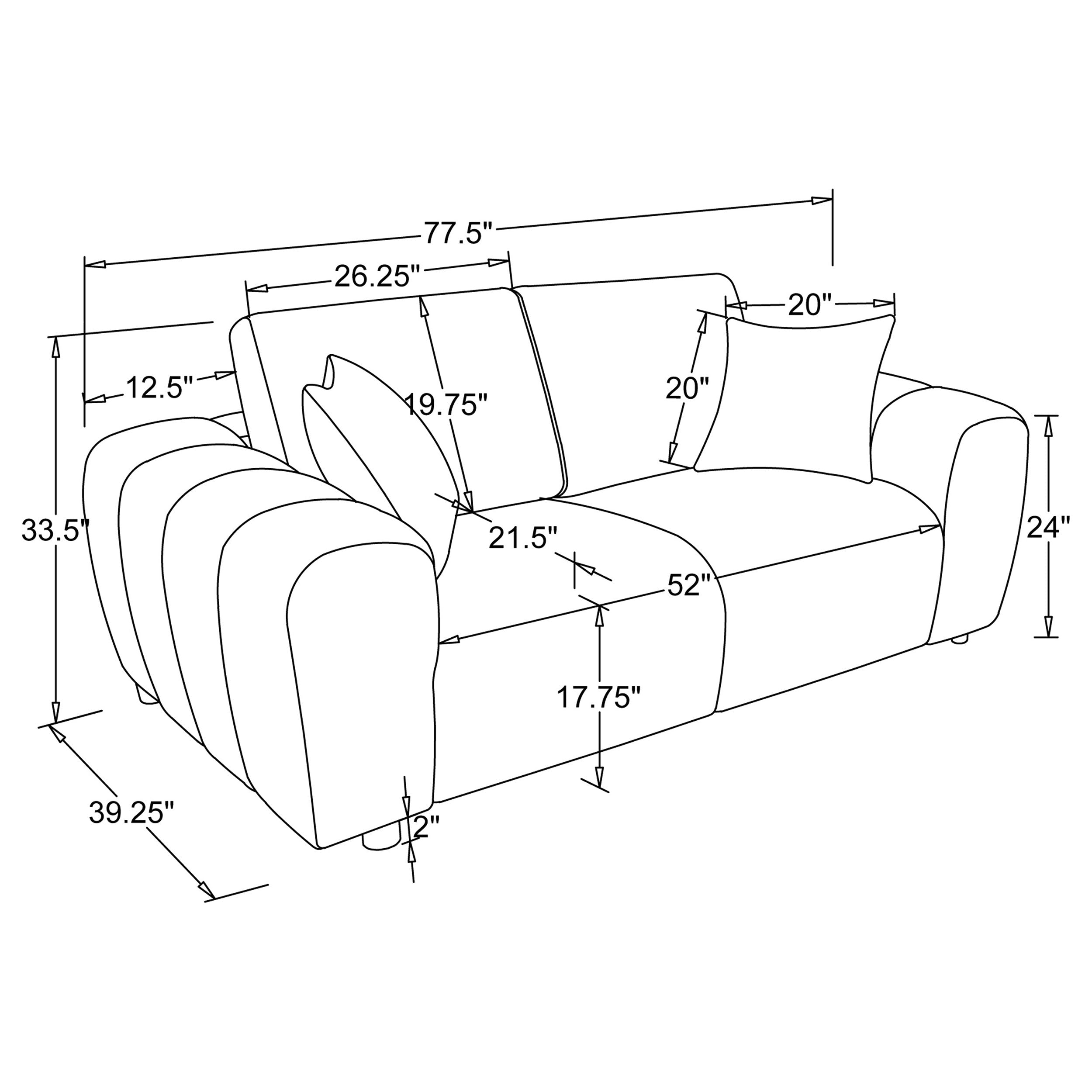 Burnett Chenille Upholstered Wide Arm Loveseat