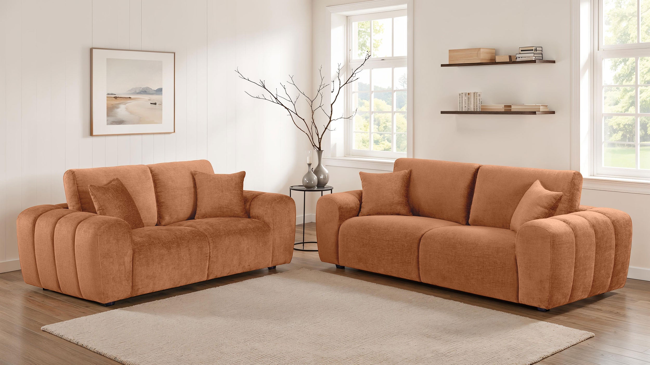 Burnett Chenille Upholstered Wide Arm Loveseat