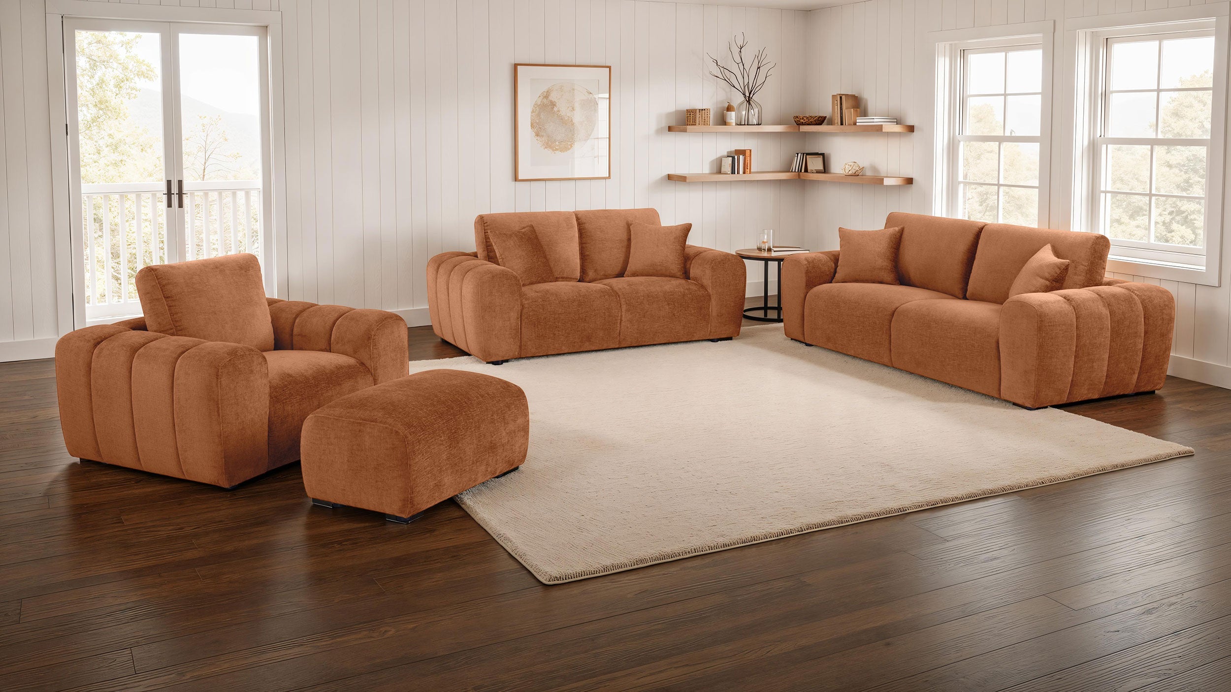 Burnett Chenille Upholstered Ottoman