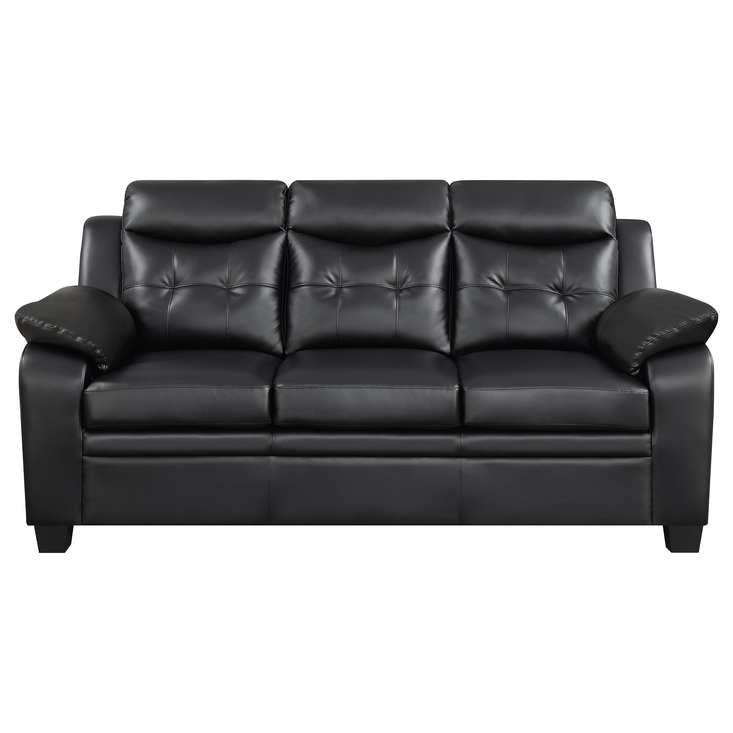 Finley Upholstered Pillow Top Arm Living Room Set Black