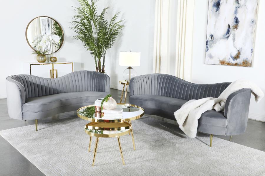 Sophia Upholstered Channel Tufted Sofa Set