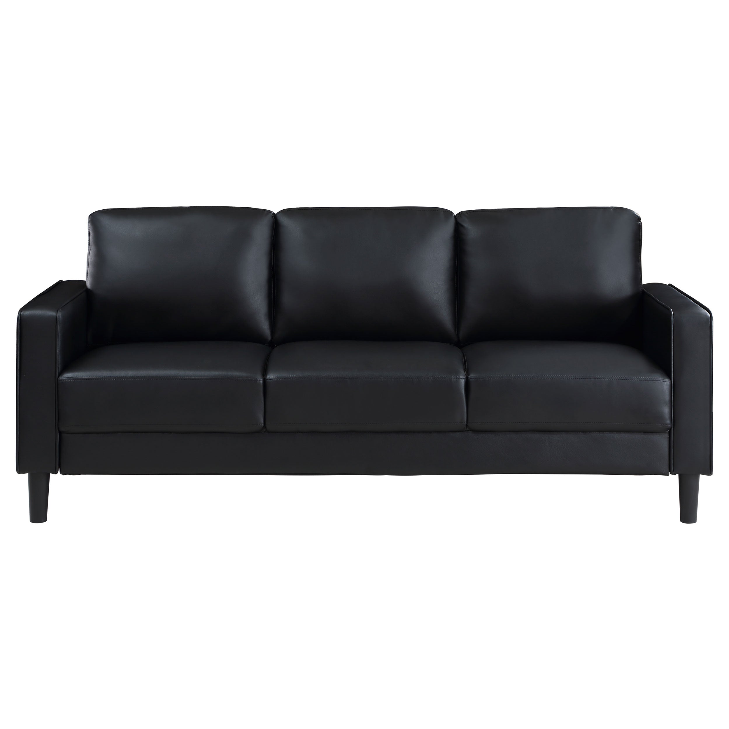 Ruth 2-piece Upholstered Track Arm Faux Leather Sofa Set Black