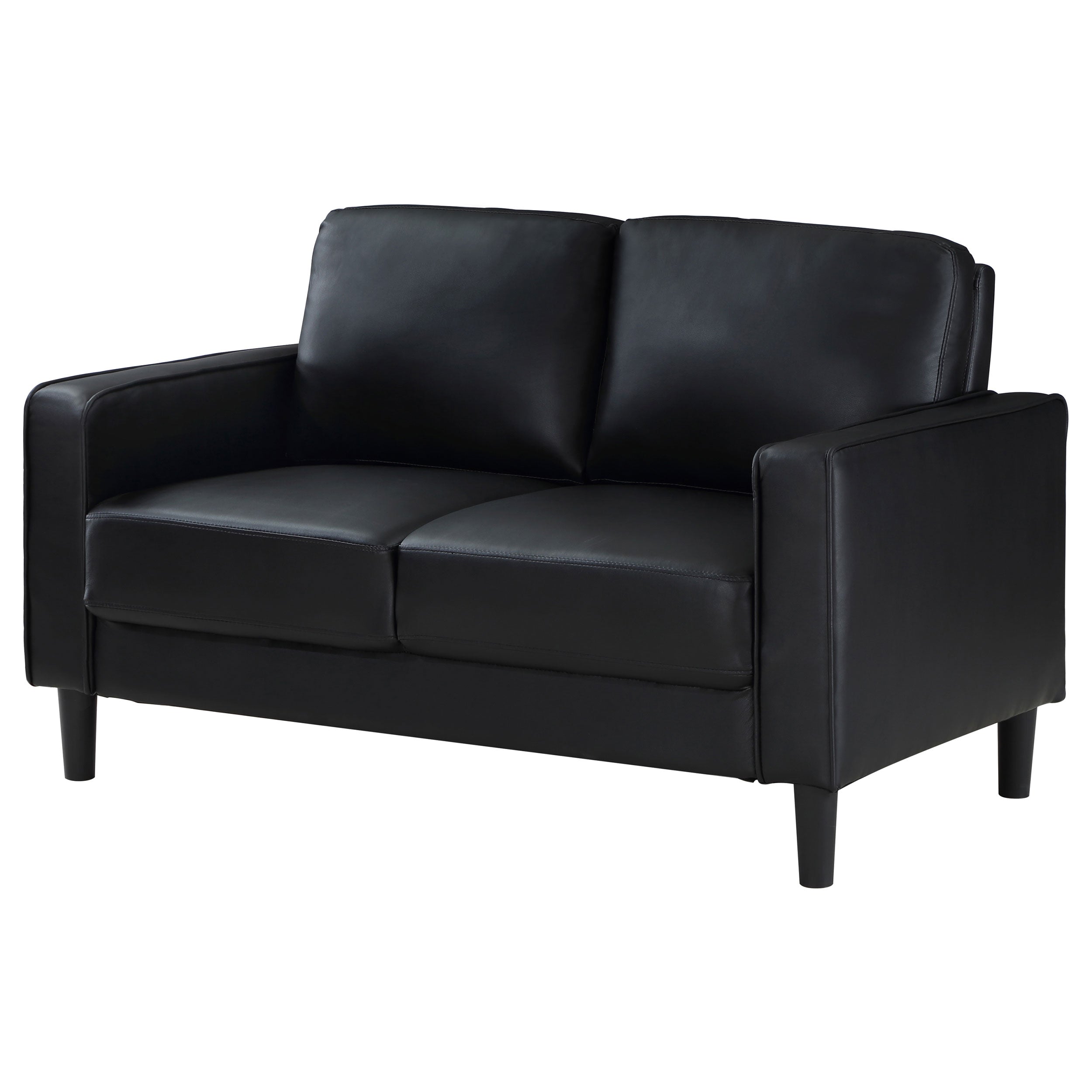 Ruth Upholstered Track Arm Faux Leather Loveseat Black