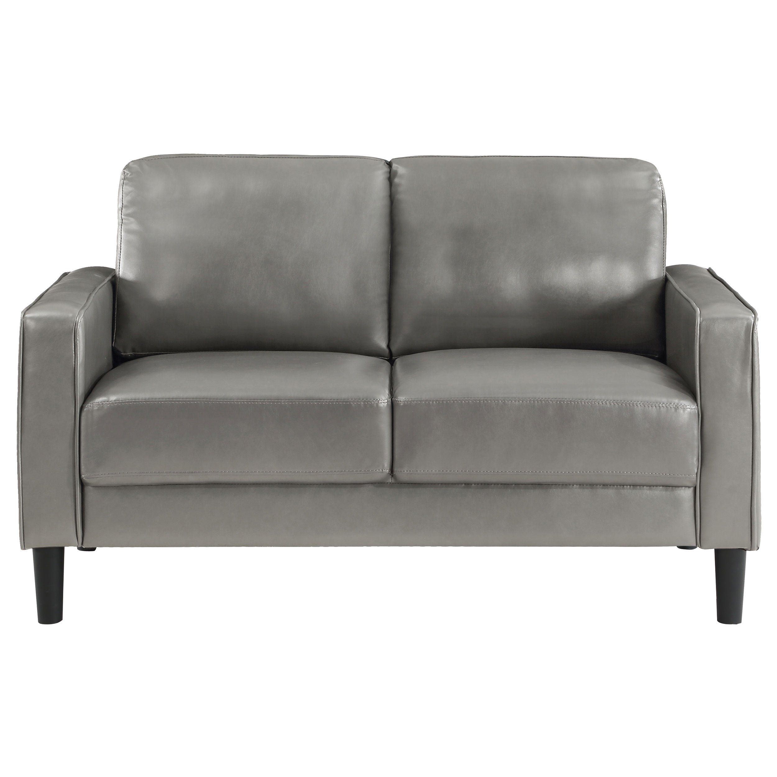 Ruth 2-piece Upholstered Track Arm Faux Leather Sofa Set Grey