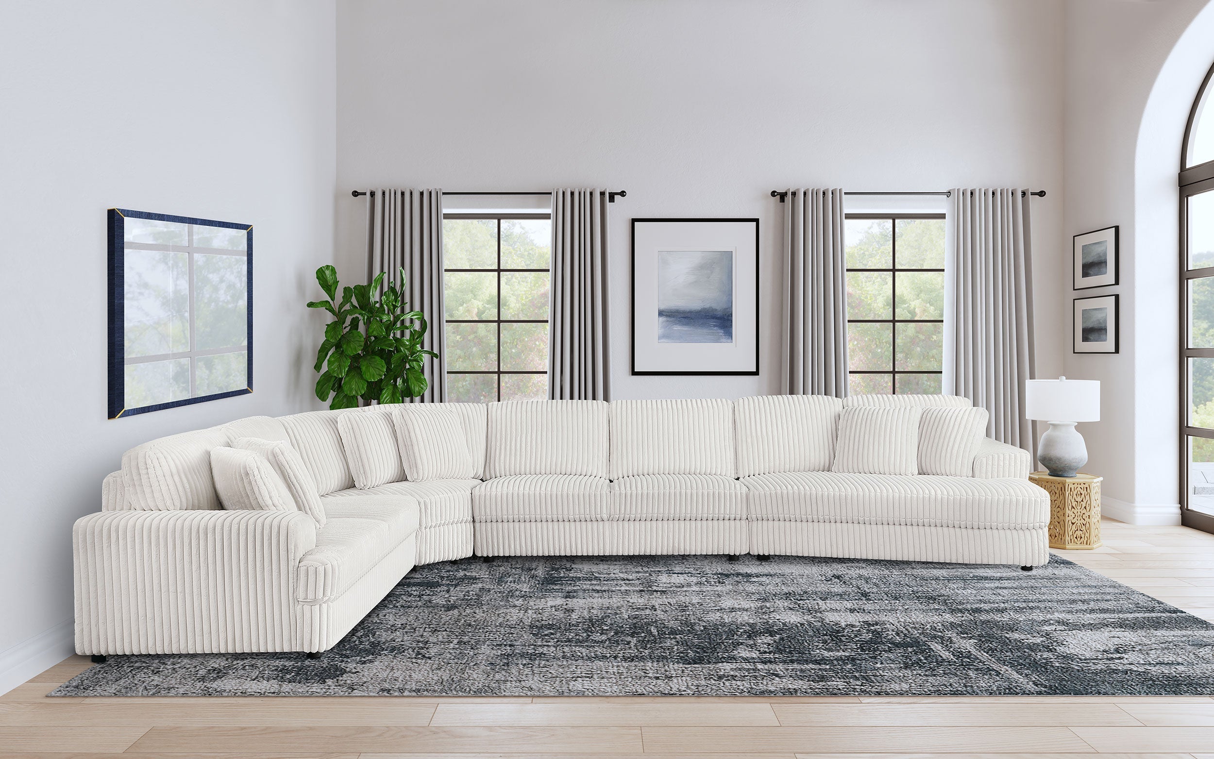 Emberson 5-piece Upholstered Modular Sectional Sofa Ivory