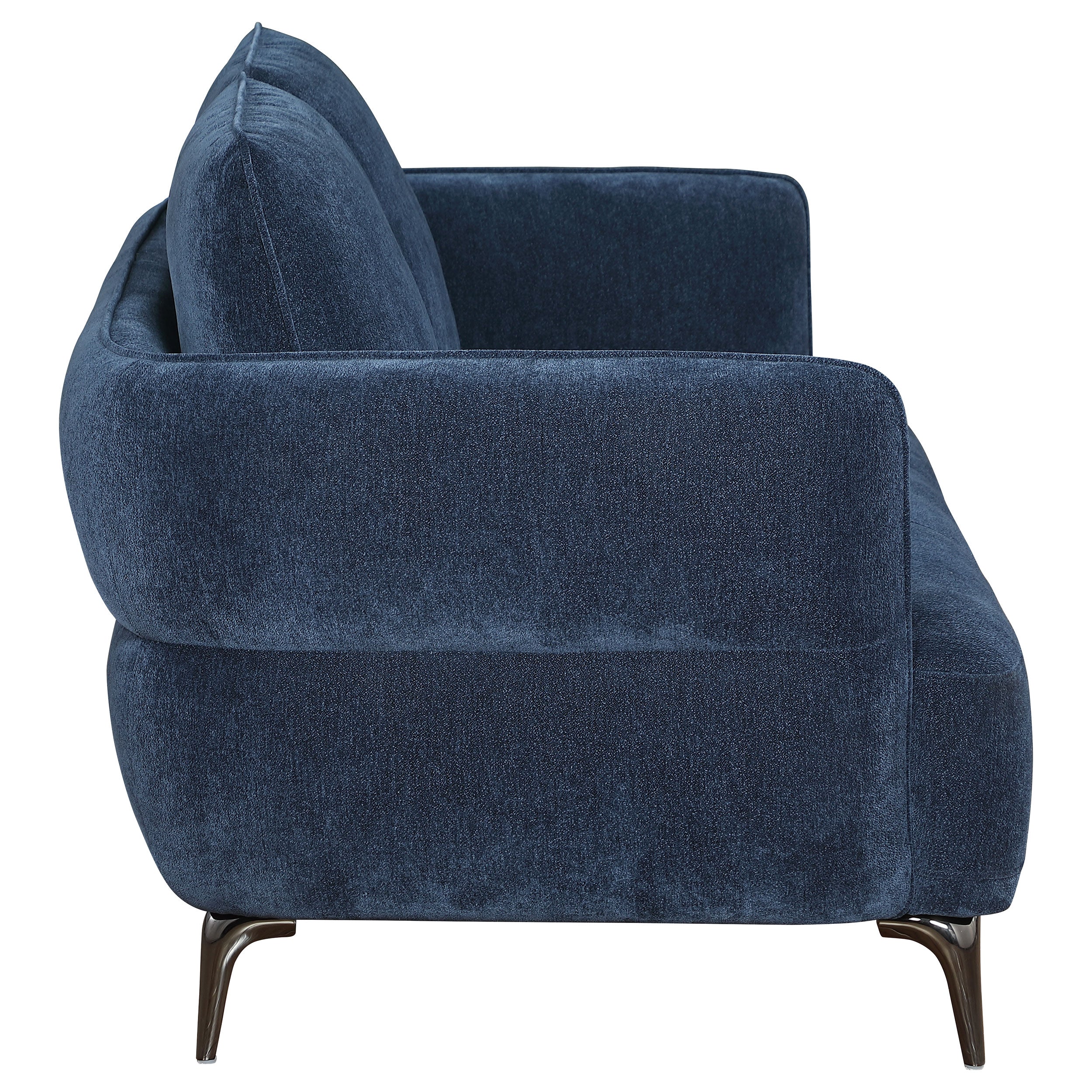 Lively Chenille Upholstered Modern Track Arm Loveseat Blue