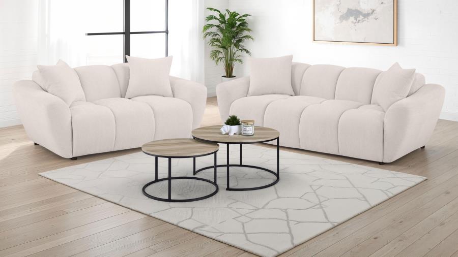 Destino Chenille Splayed Arm Sofa Set Greige