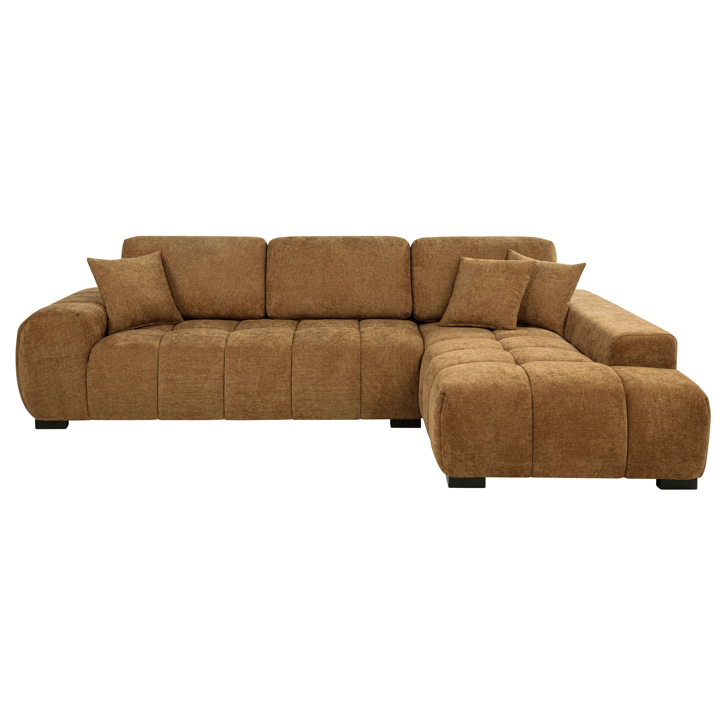 Octavia Fabric Upholstered Sectional Chaise Sofa Amber