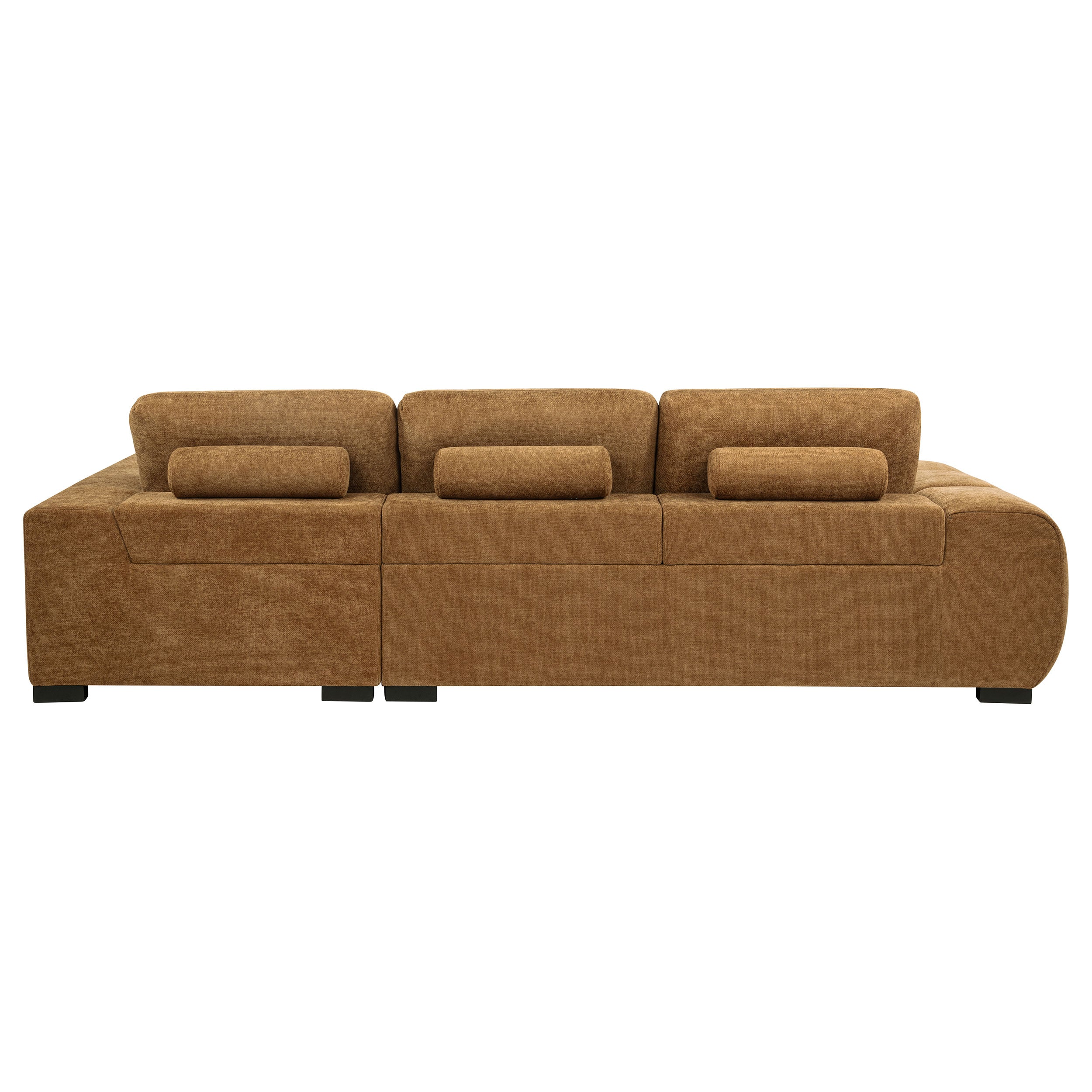 Octavia Fabric Upholstered Sectional Chaise Sofa Amber