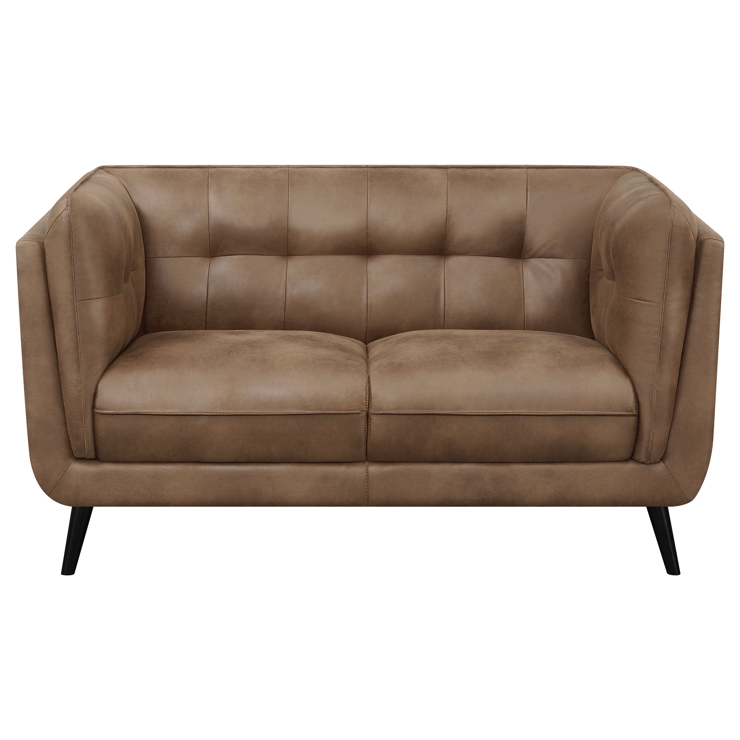 Thatcher Upholstered Button Tufted Loveseat Brown