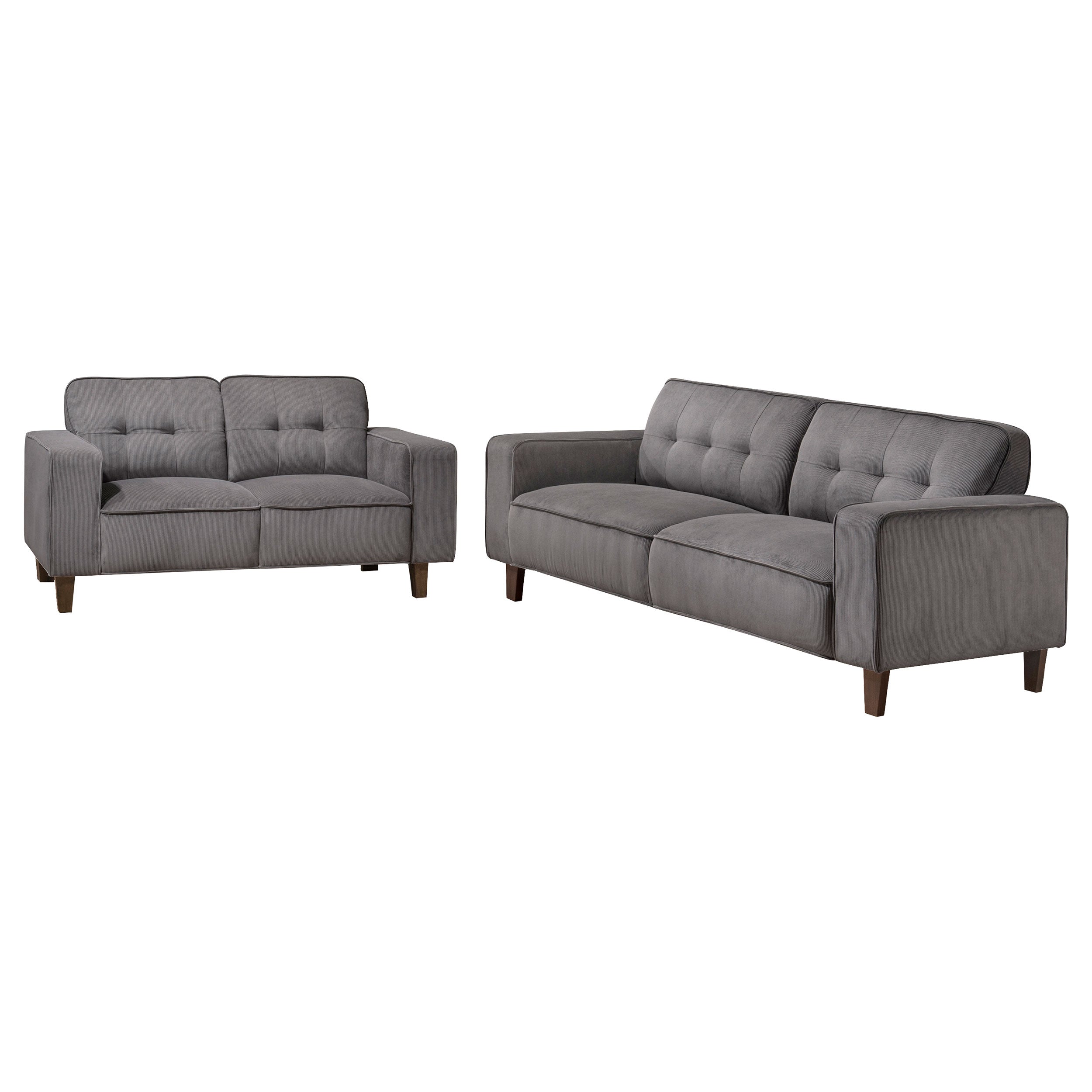 Deerhurst  Upholstered Track Arm Sofa Set Charcoal