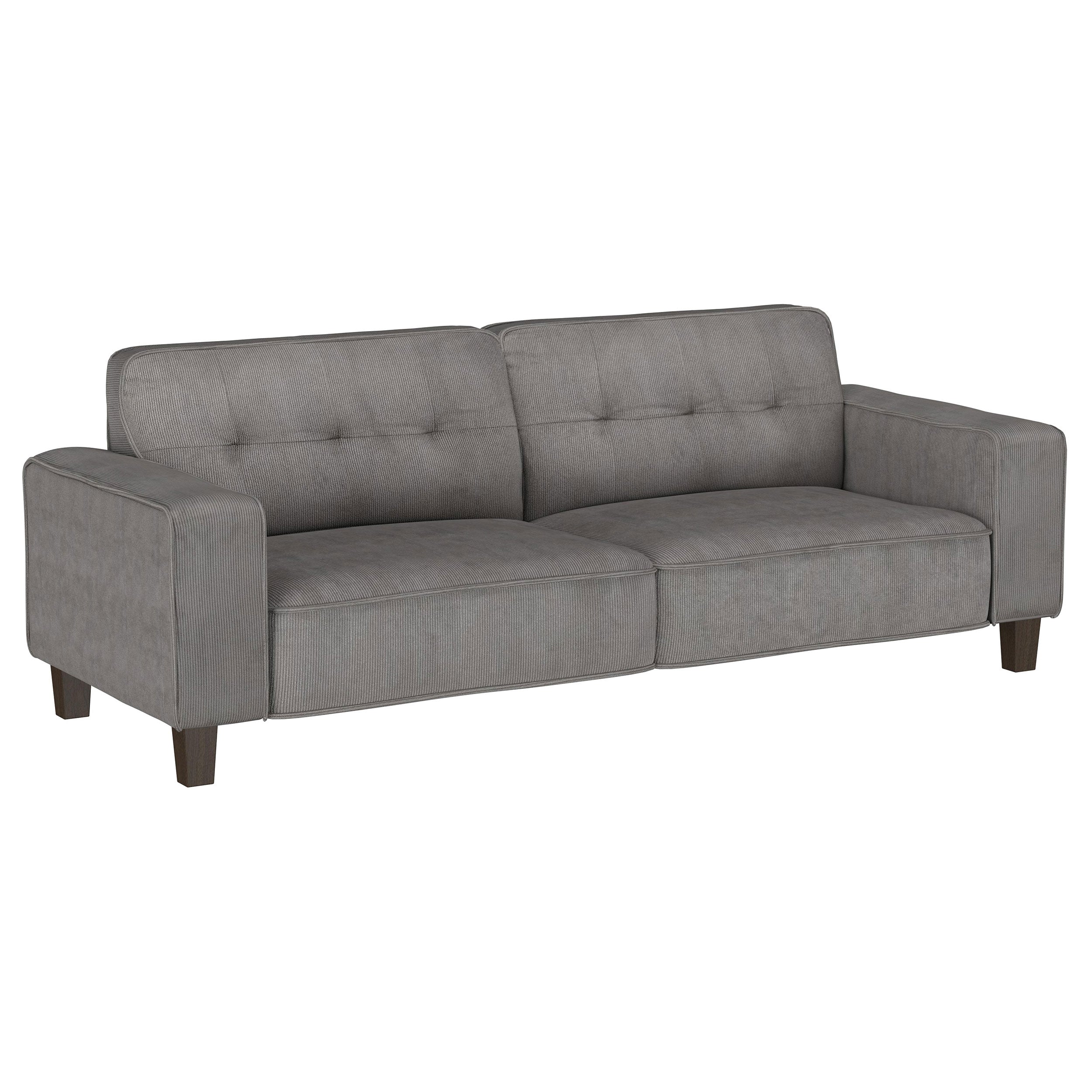 Deerhurst  Upholstered Track Arm Sofa Set Charcoal