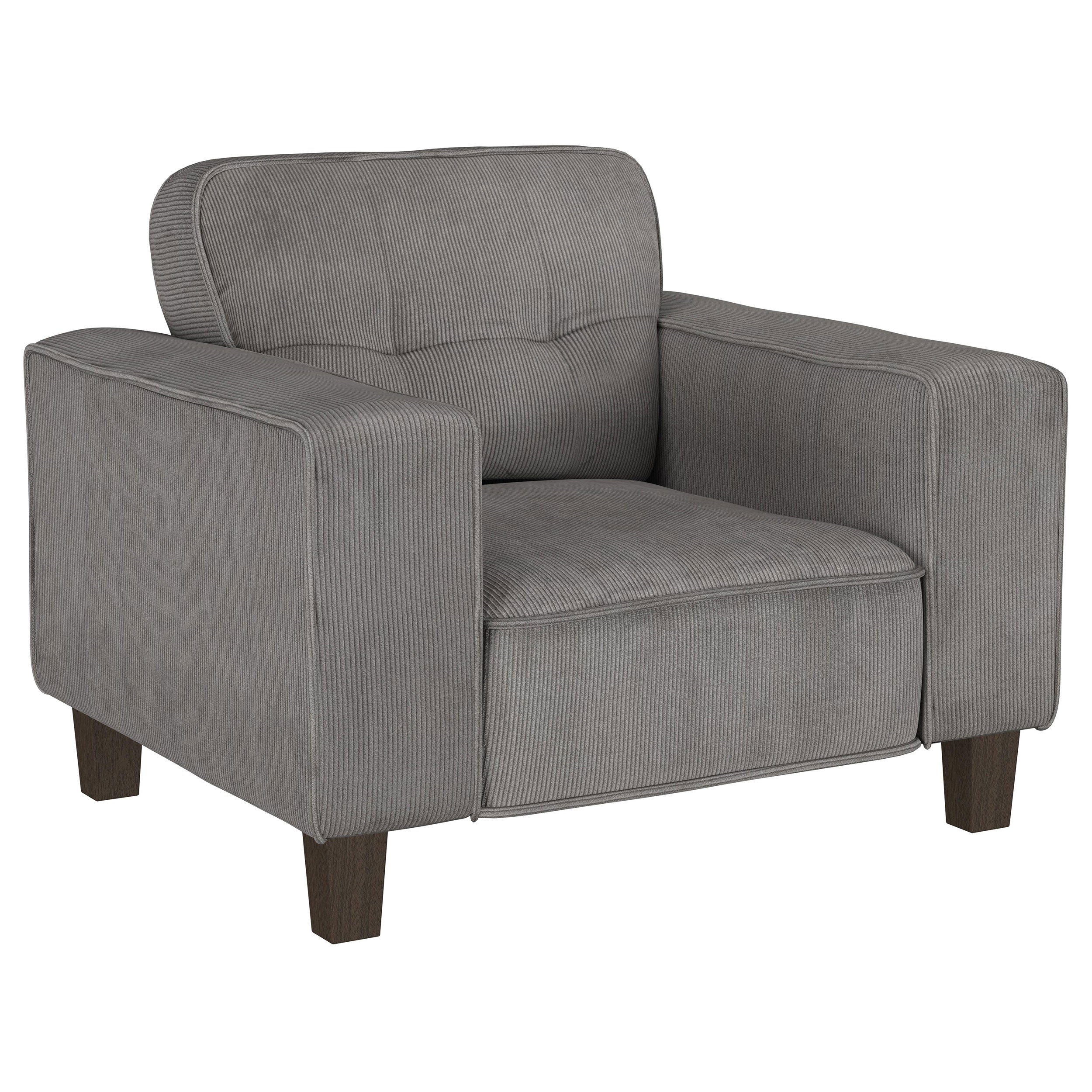 Deerhurst  Upholstered Track Arm Sofa Set Charcoal