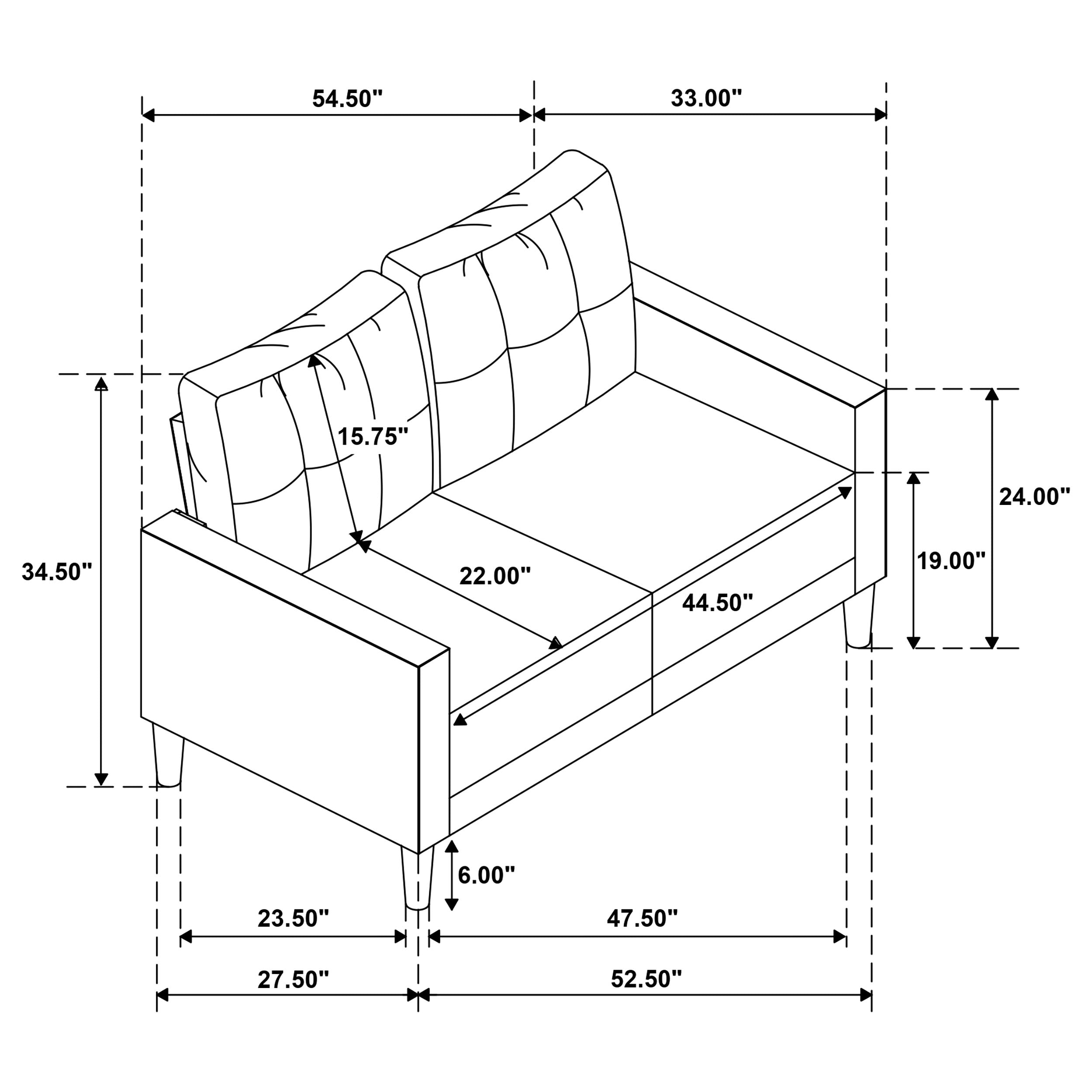 Bowen II Fabric Upholstered Track Arm Loveseat